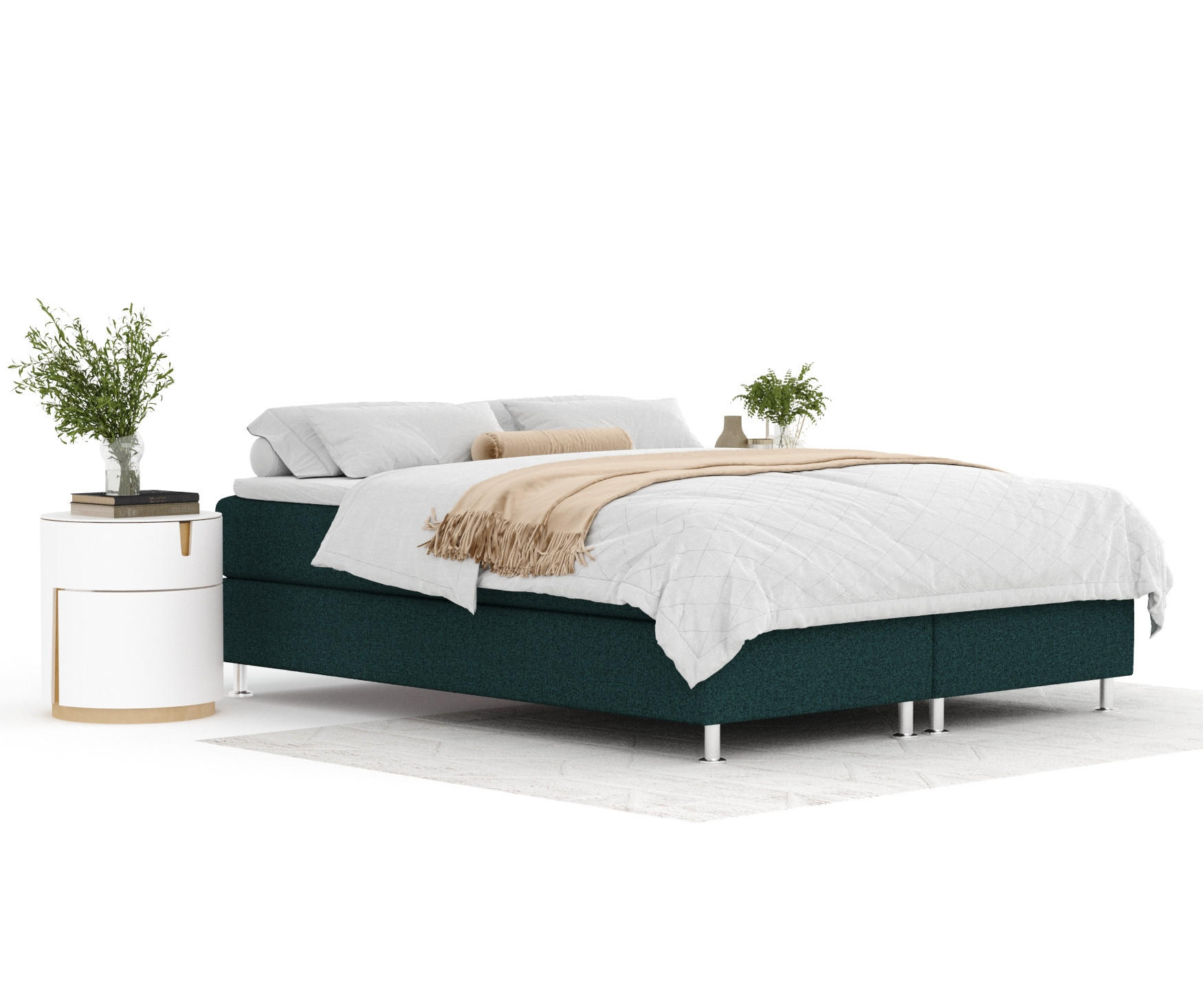 BOXSPRINGBETT Sub Grün 200/200 cm mit Latex-Topper - Silberfarben/Grün, Holz/Holzwerkstoff (200/200cm) - Maison de Reve
