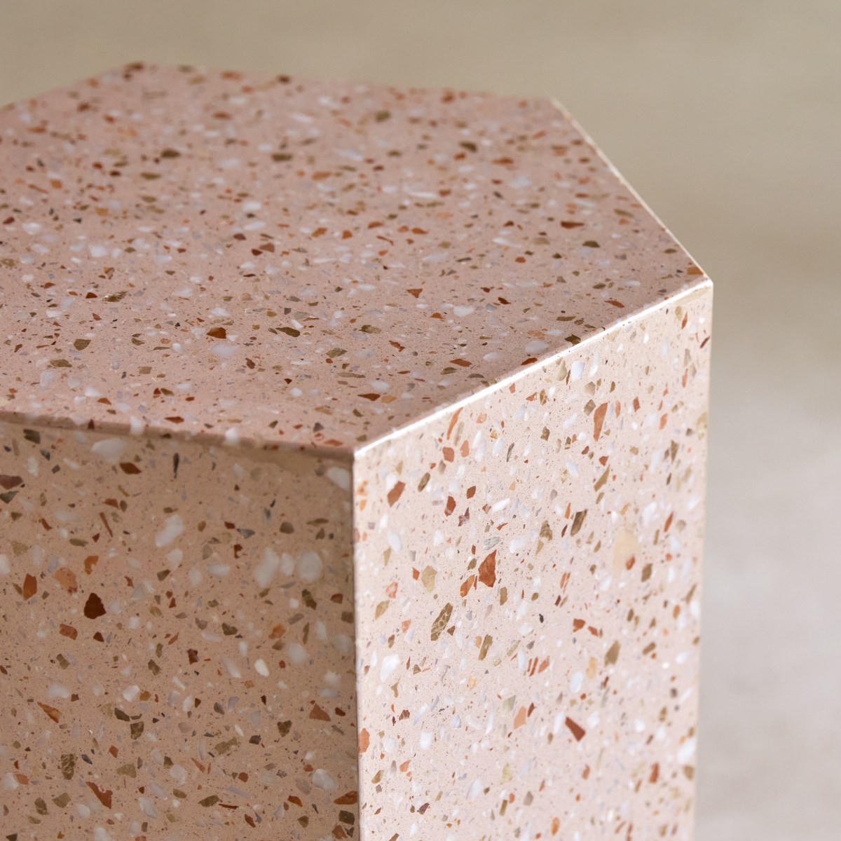 BEISTELLTISCH Zoé Rosa aus Premium-Terrazzo - Pink, Stein (35/40/50cm) - Tikamoon