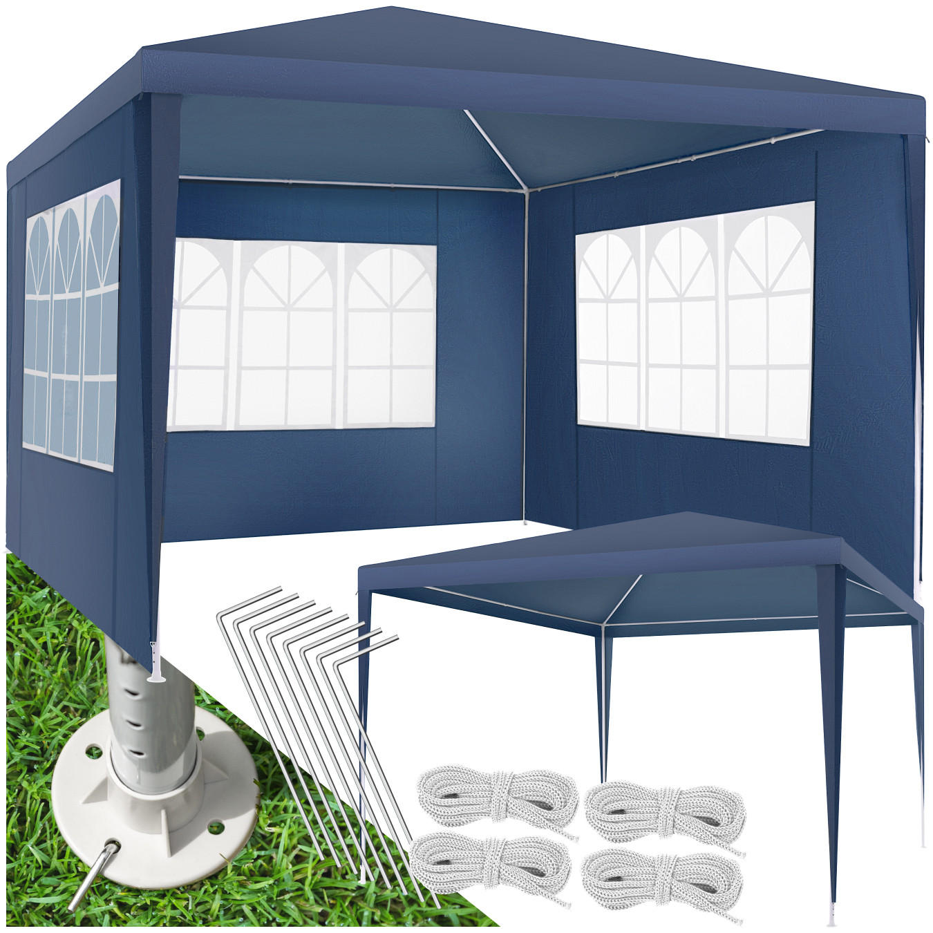 PAVILLON Baraban,inklusive Spannseile und Heringe,blau - Blau, Kunststoff (300/250/300cm) - tectake