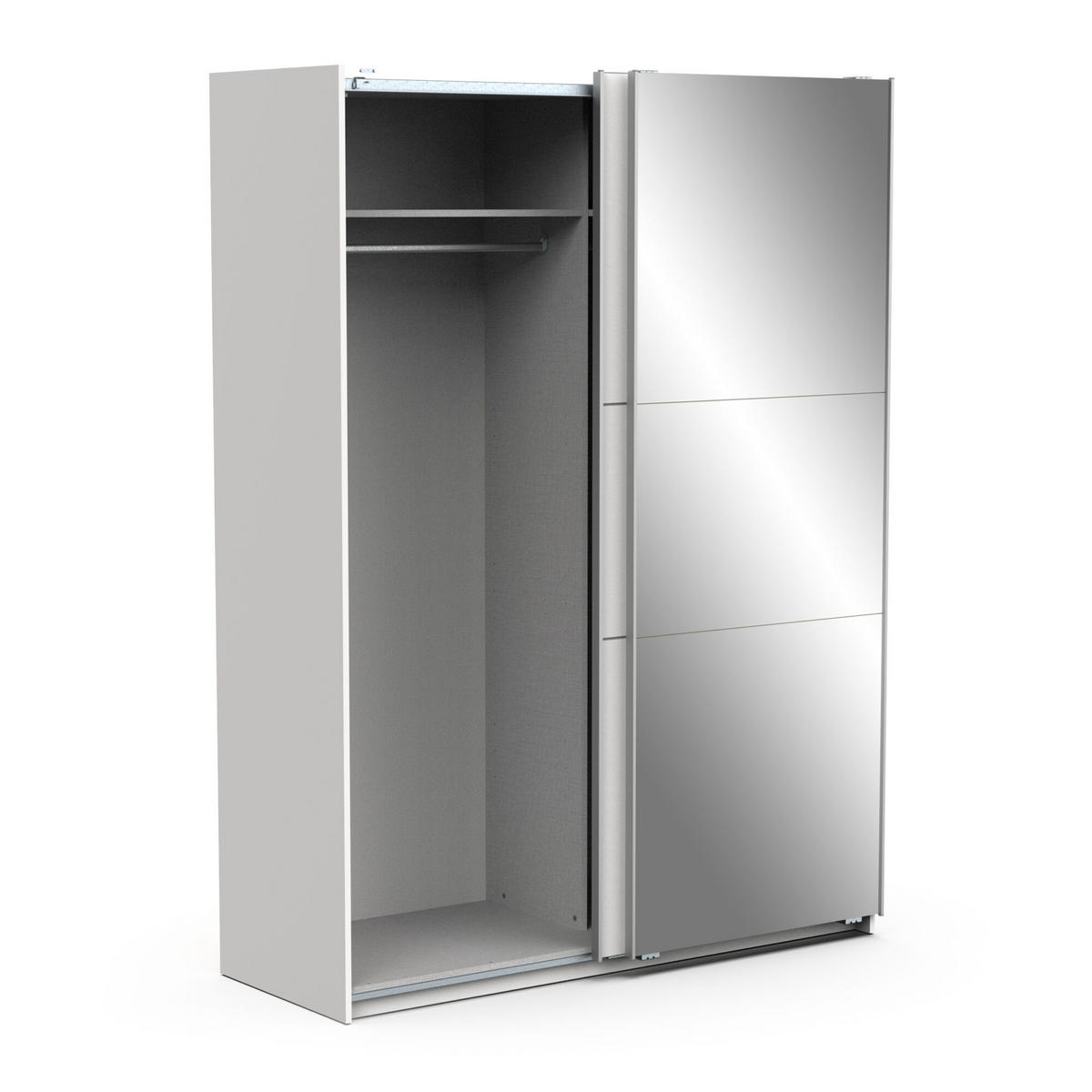 KLEIDERSCHRANK, 2 Schiebetüren mit Spiegel - GHOST - Weiß - 148 x 59,8 x 203 cm - Weiß, Holz (59.9/203/148cm) - Demeyere
