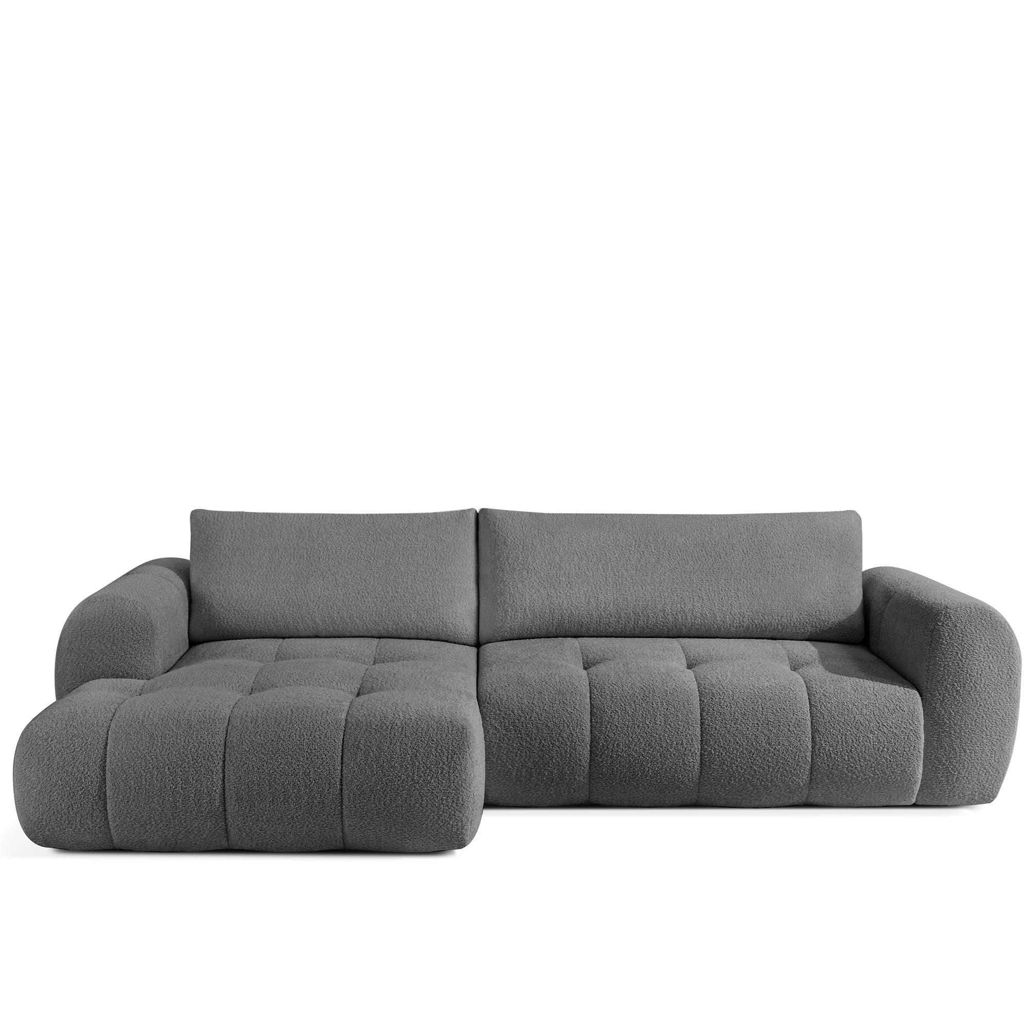 ECKSOFA LINKS LIRA, Dunkelgrau, Bouclé - Dunkelgrau, Holz/Holzwerkstoff (295/112cm) - KONSIMO®