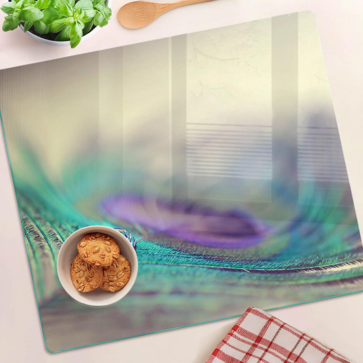 GLASPLATTE 60x52 cm Lass den Stift fallen - Multicolor, Glas (60/0.4/52cm) - TULUP