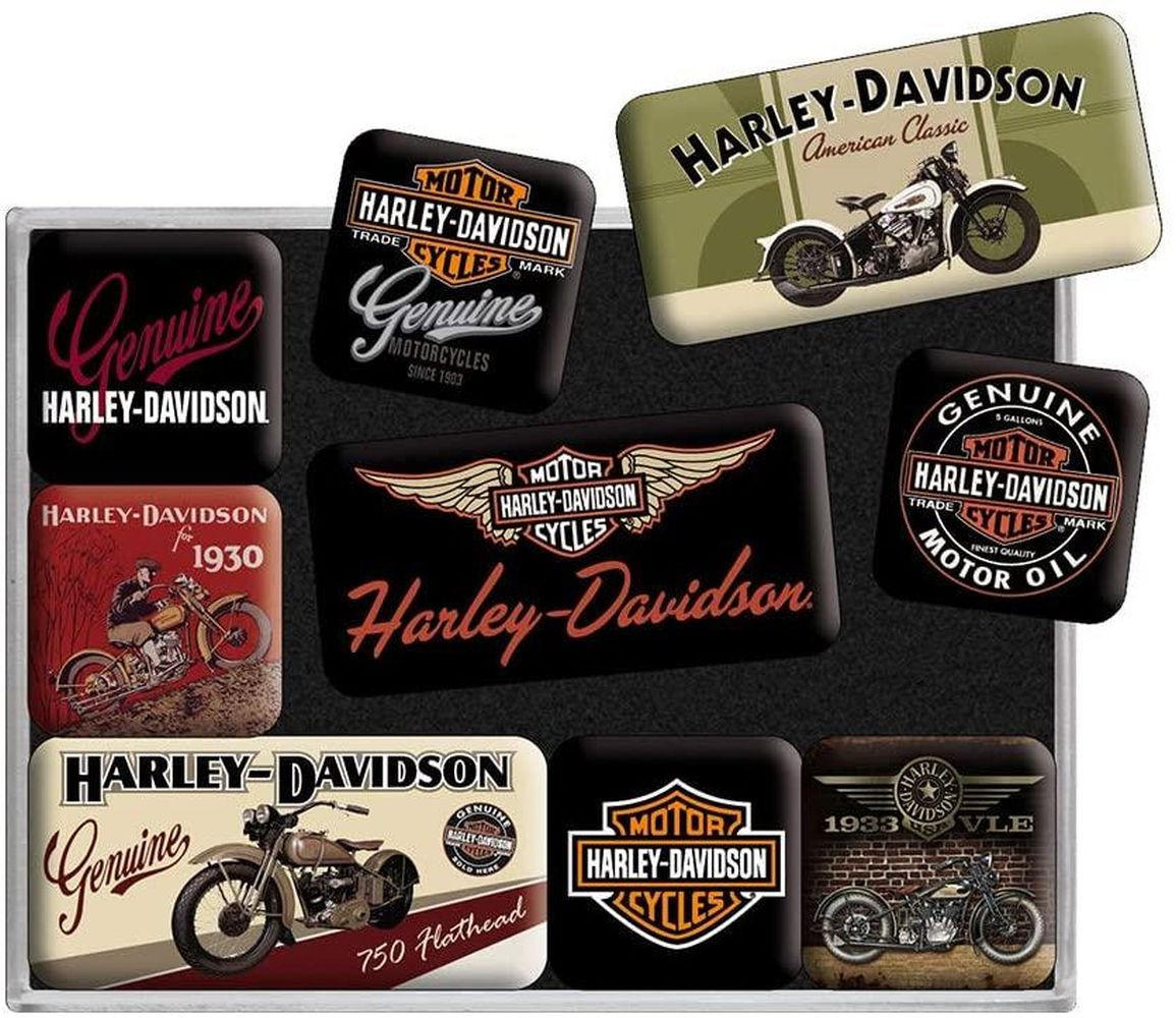 MAGNETSET 9-teilig Harley-Davidson Bikes - Multicolor, Metall (9/7/2cm) - Nostalgic-Art