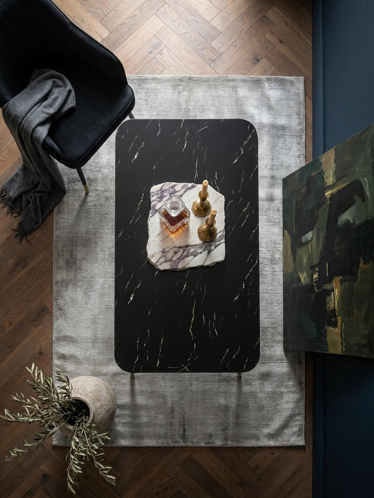 ESSTISCH Marmoroptik Metall Rechteckig Modern Klein, Schwarz 140x80x76 cm - Goldfarben/Schwarz, Holzwerkstoff/Metall (80/140/76cm) - KADIMA DESIGN