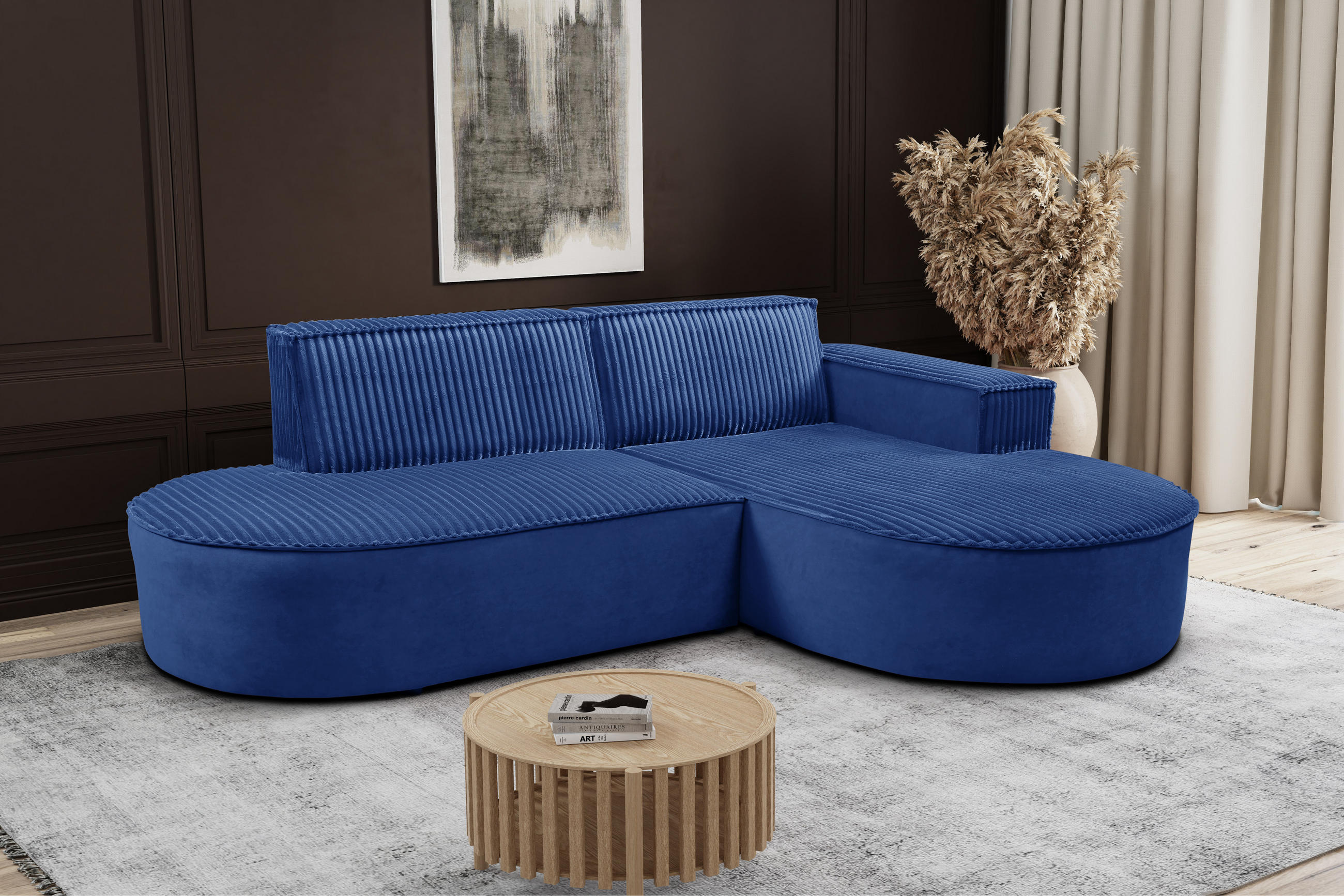 ECKSOFA L-förmiges Modena Soft Dunkelblau Rechts - Dunkelblau, Holz (236/165cm) - Kaiser Möbel
