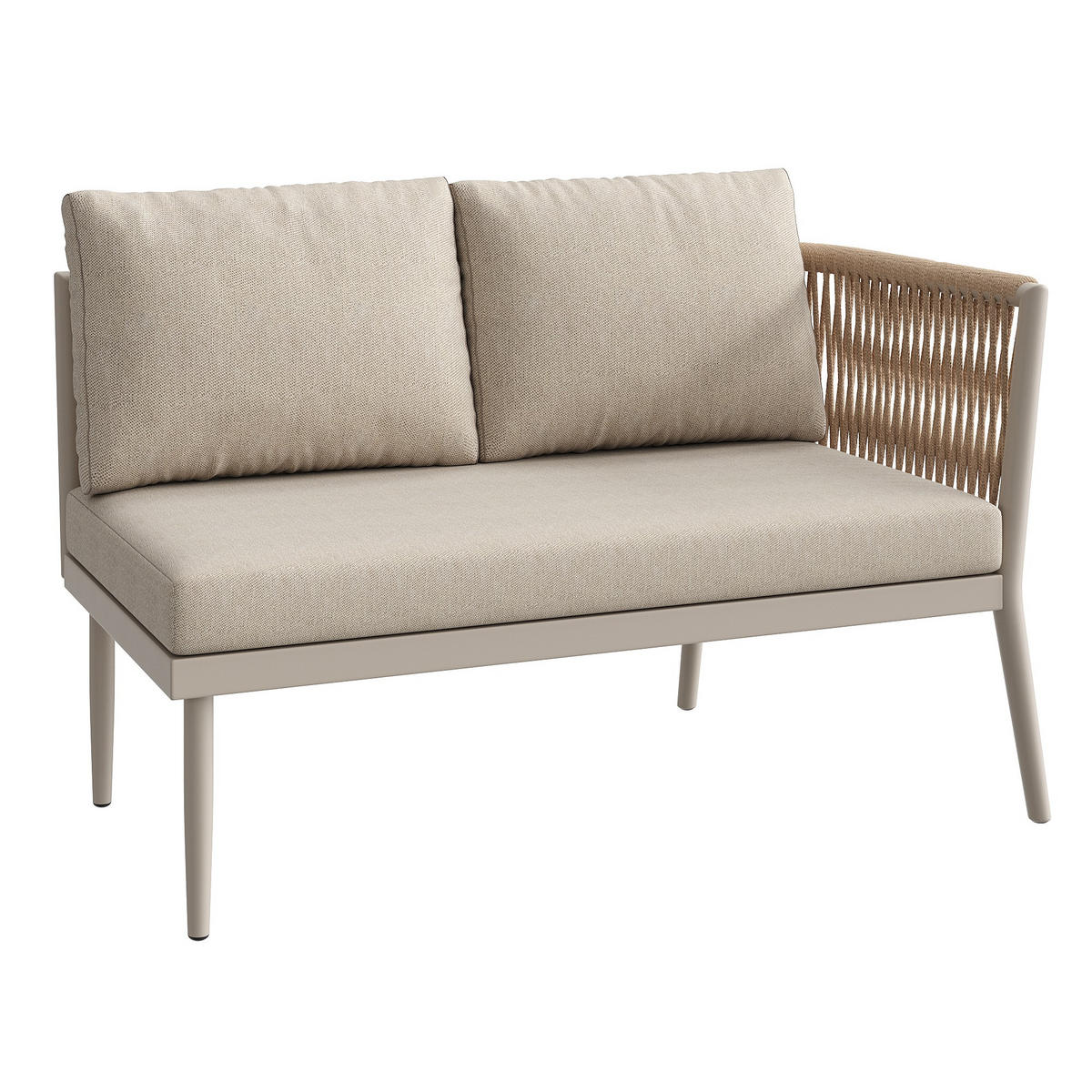 LOUNGESET Modular 5-6 Personen Beige 6-tlg. PE-Rattan - Beige, Metall - FLIEKS