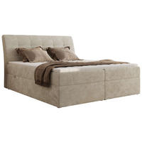 BOXBETT DAGOS 180/200 - Beige Schenille glatt - H4 - Topper Visco - Beige, Textil (180/200cm) - MKS