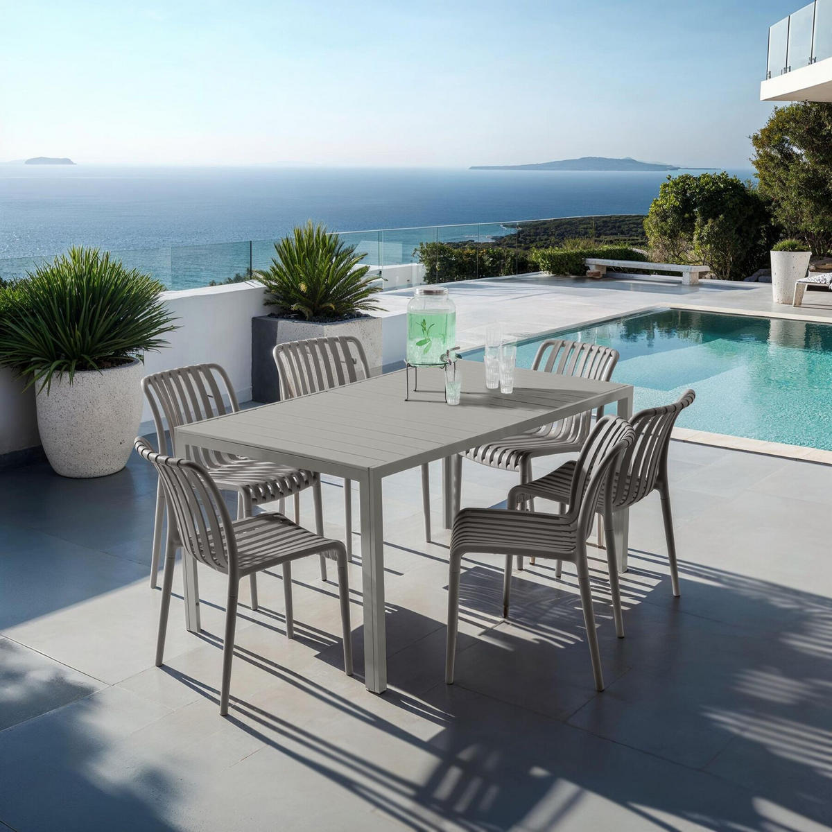GARTENSTÜHLE Alcudia,47 x 58 x 80,5 cm, Belastbarkeit 110 kg,anthrazit - Anthrazit, Textil (47/80.5/58cm) - tectake