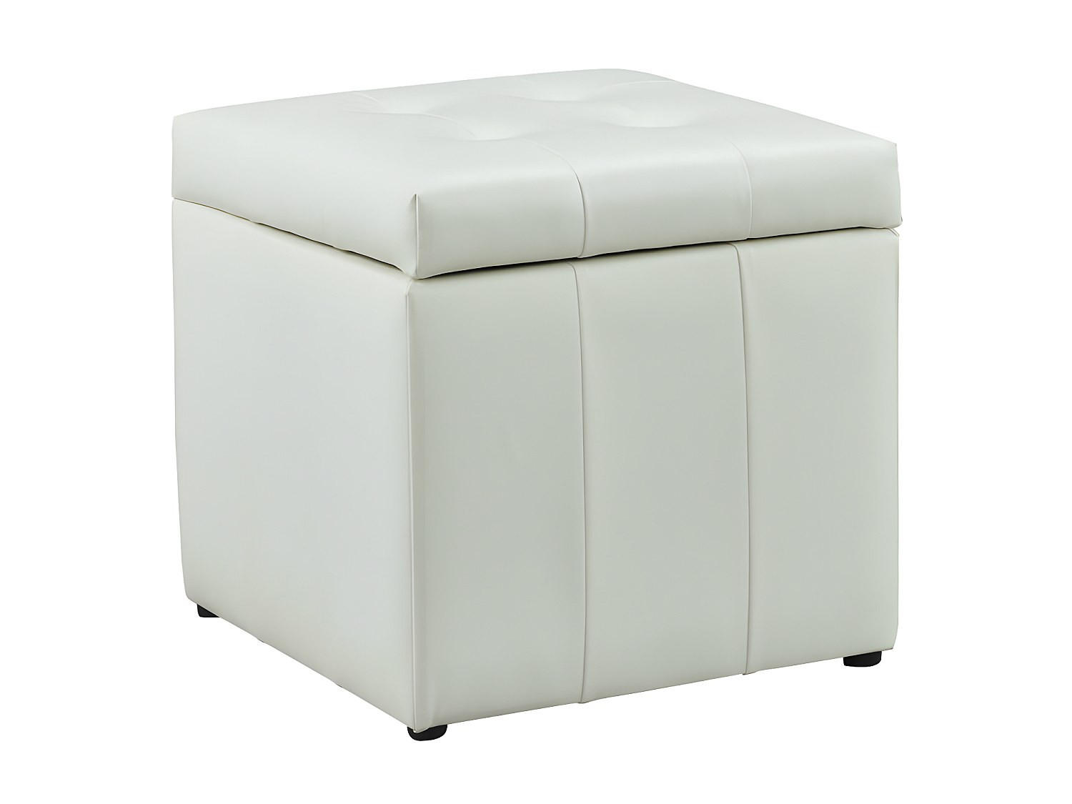 SITZHOCKER - 1 Person - Kunstleder - Weiß - SERAFINO - Weiß, Leder (49/48/49cm) - Vente-Unique