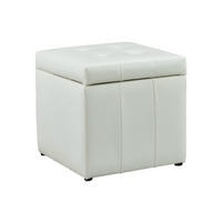 SITZHOCKER - 1 Person - Kunstleder - Weiß - SERAFINO - Weiß, Leder (49/48/49cm) - Vente-Unique