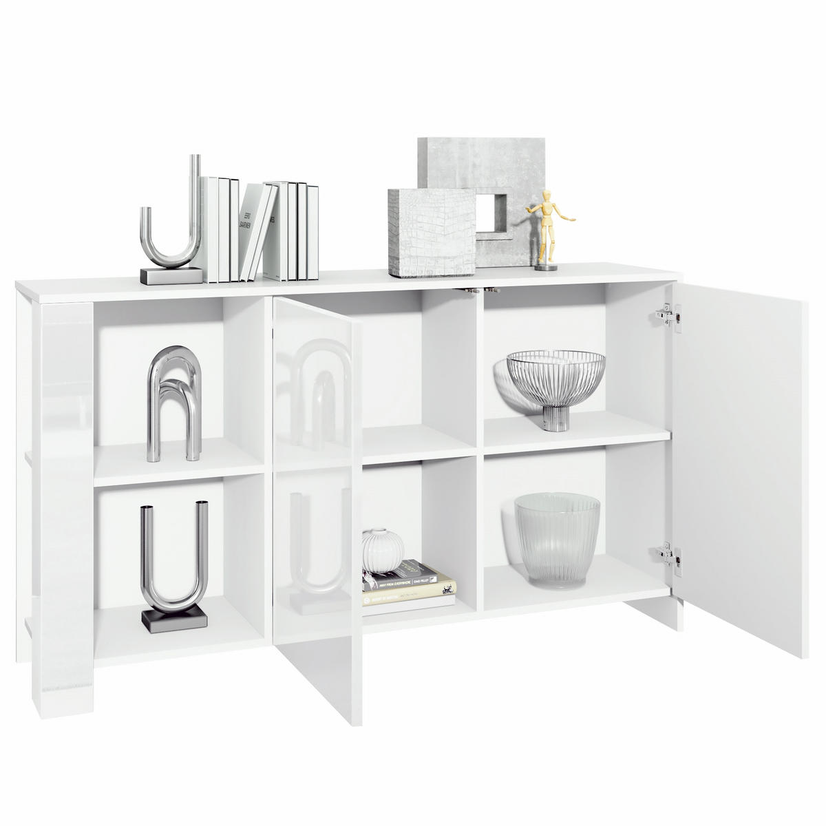 SIDEBOARD Canto Schwarz Hochglanz - Schwarz Hochglanz, Holzwerkstoff (143/81/36cm) - Vladon