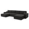 WOHNLANDSCHAFT Cedria Dunkelgrau 389/145/85 cm mit Schlaffunktion - Dunkelgrau/Schwarz, Kunststoff/Textil (389/85/145cm) - AX Living