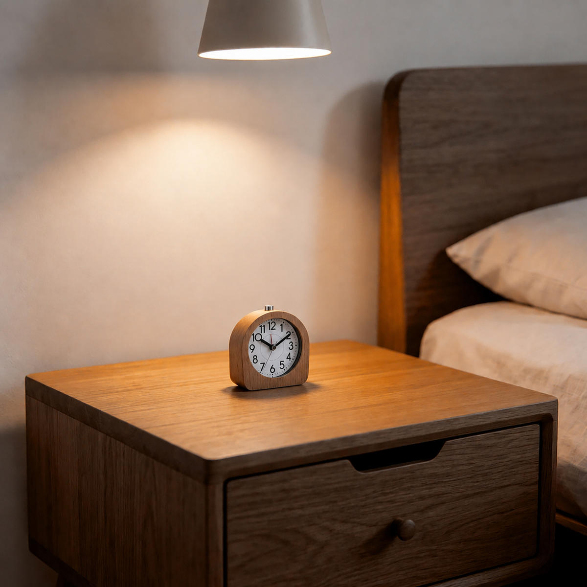 WECKER Hellbraun Buchenholz mit Licht - Hellbraun, Glas/Holz (10/10/4.5cm) - Relaxdays