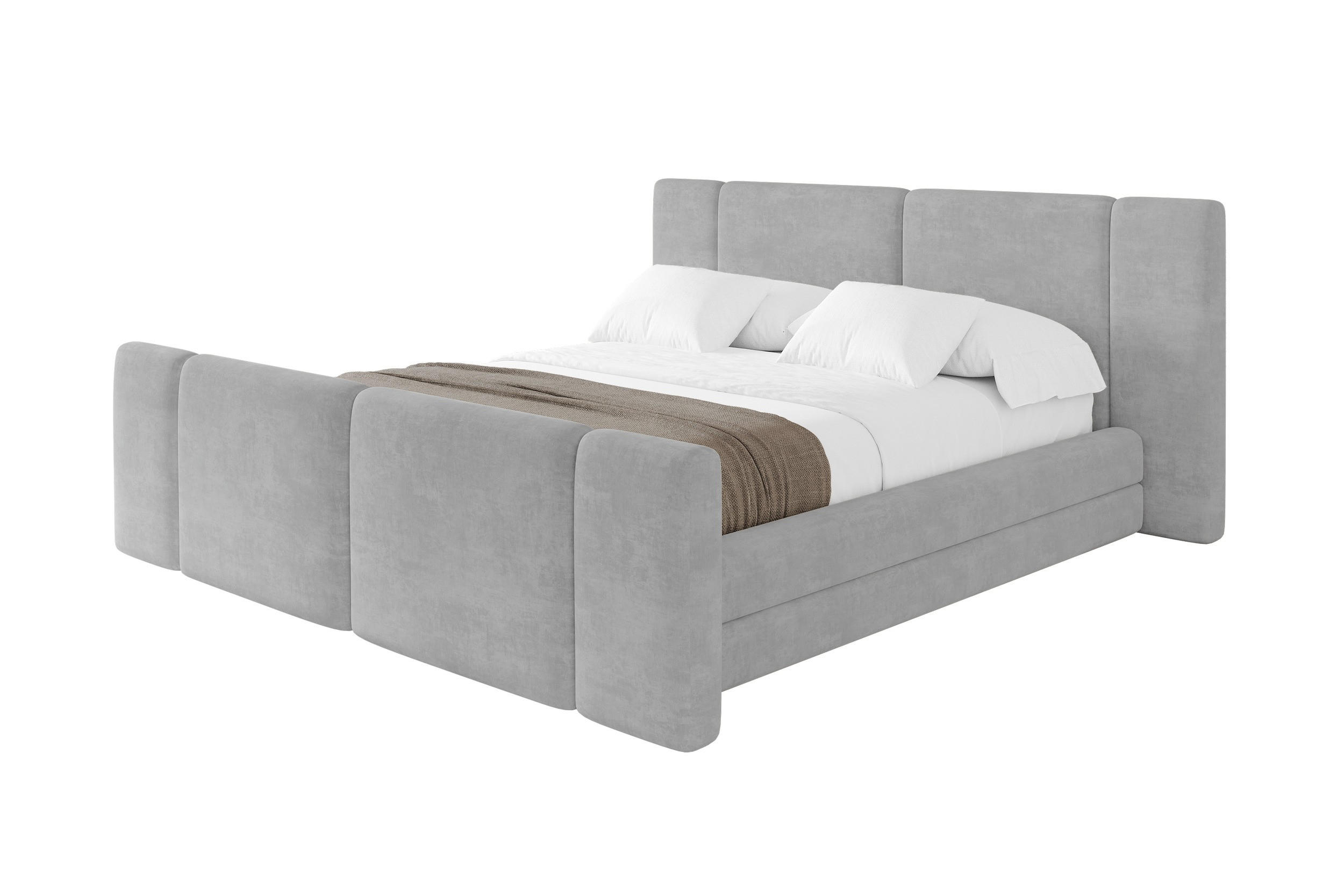 POLSTERBETT mit Bettkasten, Fußteil und Lattenrost, Bett mit Matratze H3/H4 - TEVO-Z 140x200 Grau - Hellgrau, Holzwerkstoff/Textil (140/200cm) - ALTDECOR
