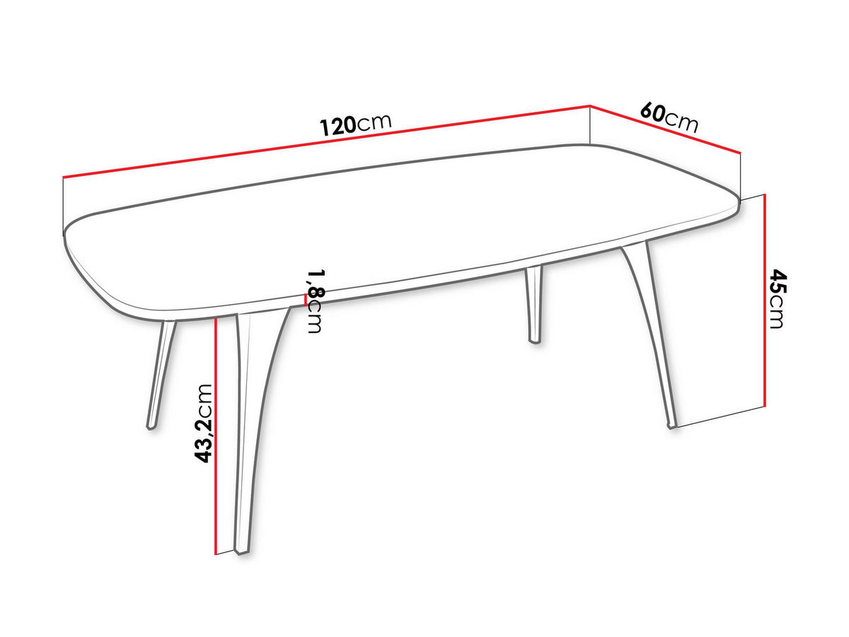 COUCHTISCH Fabiola - Multicolor/Schwarz, Holzwerkstoff/Metall (60/120/45cm) - MIRJAN24