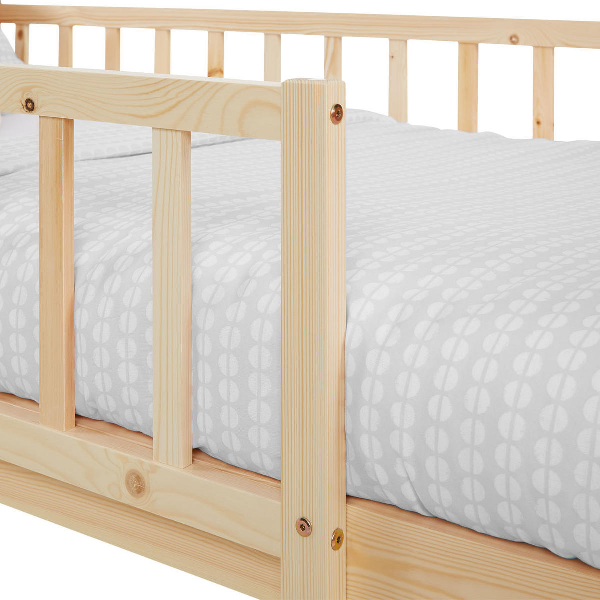KINDERBETT Weiß 90/200 Lattenrost Matratze Rausfallschutz - Weiß, Holz (100/67/208cm) - Homestyle4u