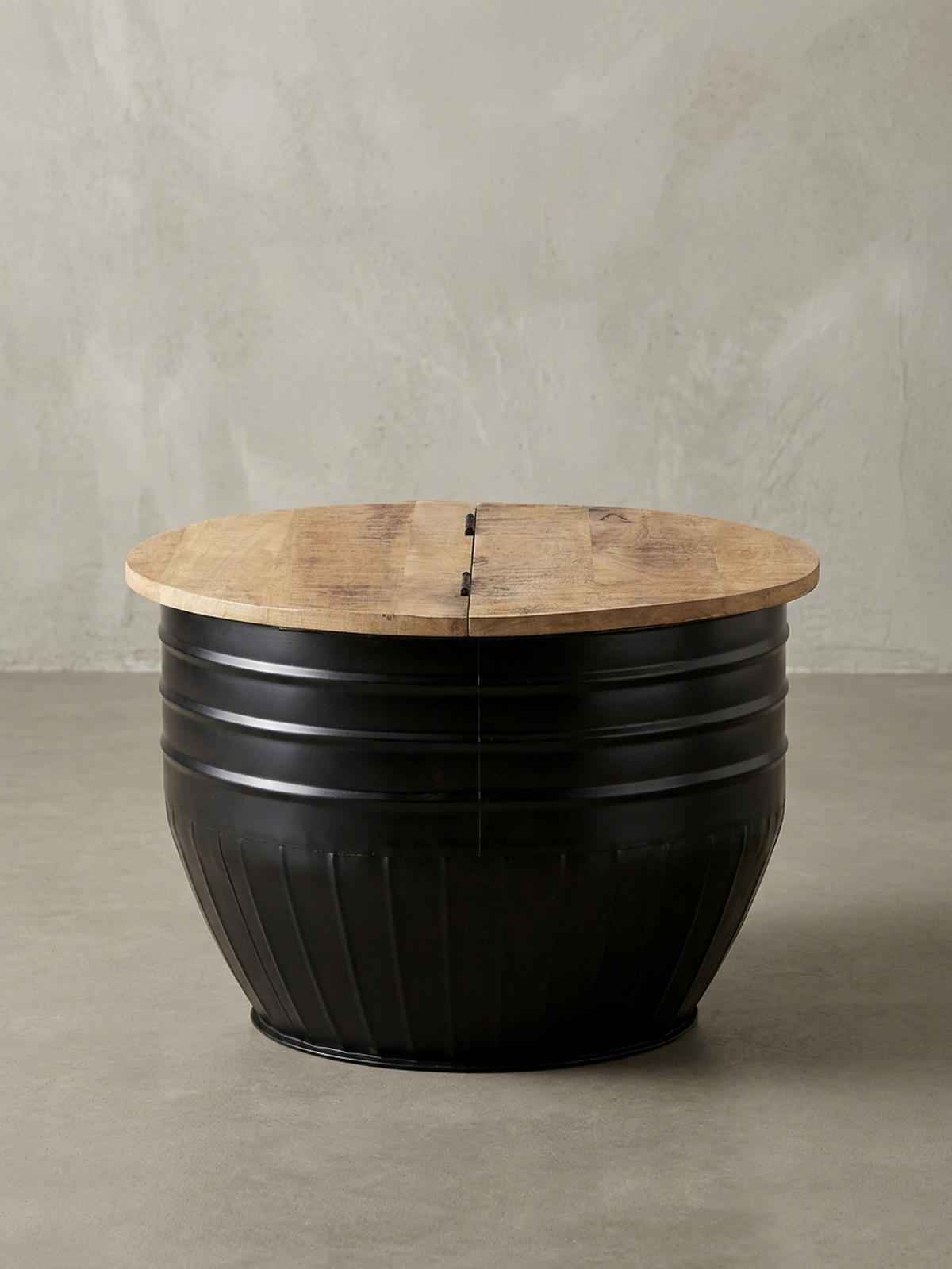 COUCHTISCH Mango Massivholz Industrial Stil mit Stauraum handgefertigtes Unikat - Schwarz, Holz/Metall (60/60/41cm) - KADIMA DESIGN