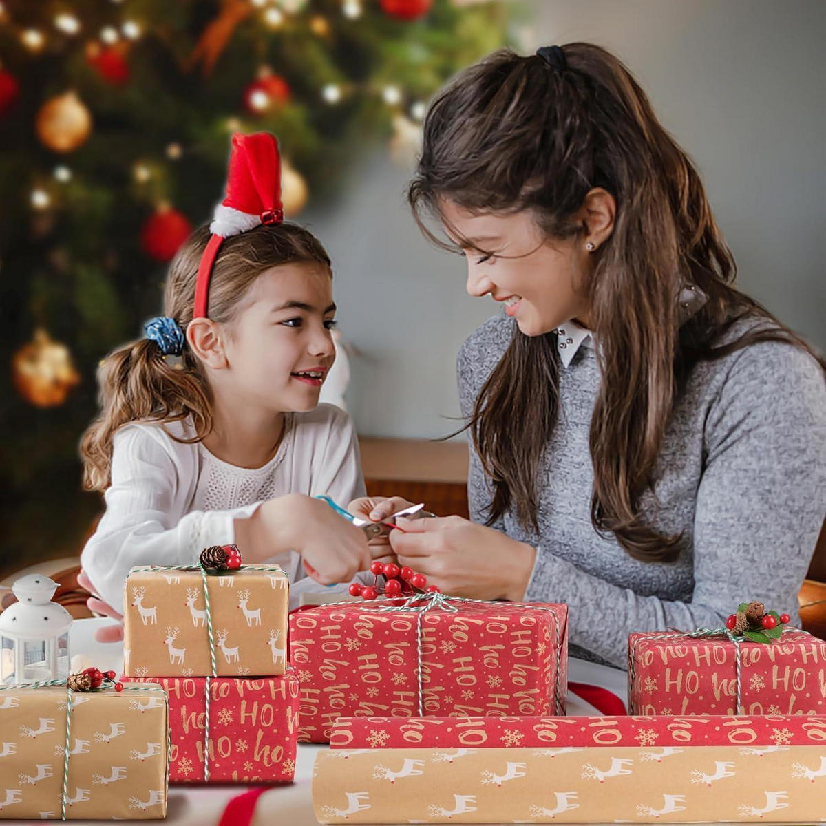 GESCHENKPAPIER 2-teiliges Set 43 cm x 15 m Kraftpapier Weihnachten - Multicolor, Papier (8/4/43cm)
