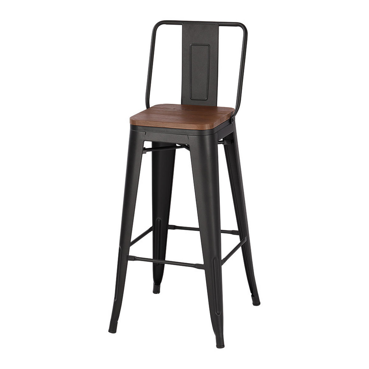 BARHOCKER 4er-Set Metallgestell Rückenlehne Braun - Dunkelbraun/Schwarz, Holz/Metall (43/105/43cm) - Livingandhome