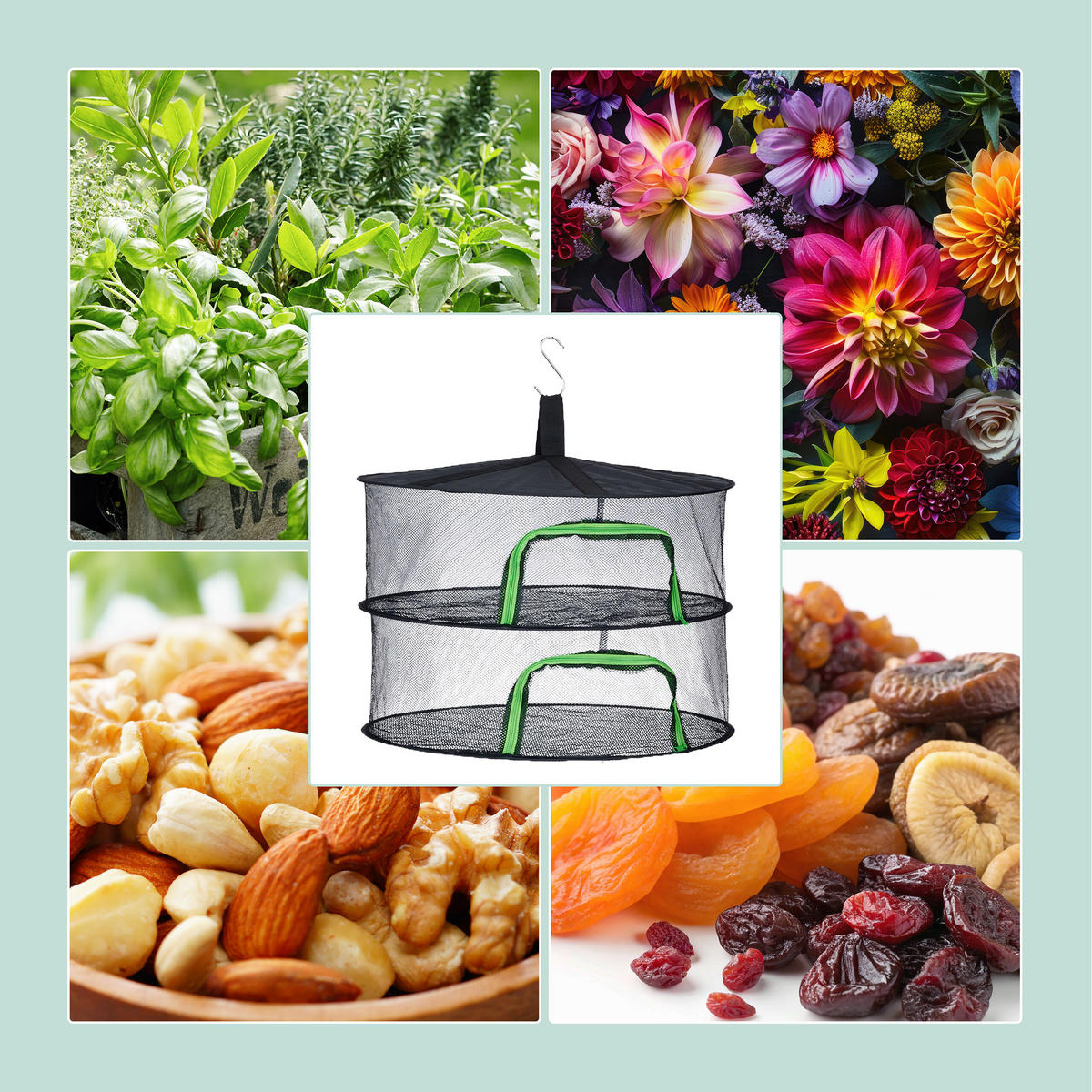 TROCKENNETZ - Schwarz, Textil/Metall (60/40/60cm) - Relaxdays