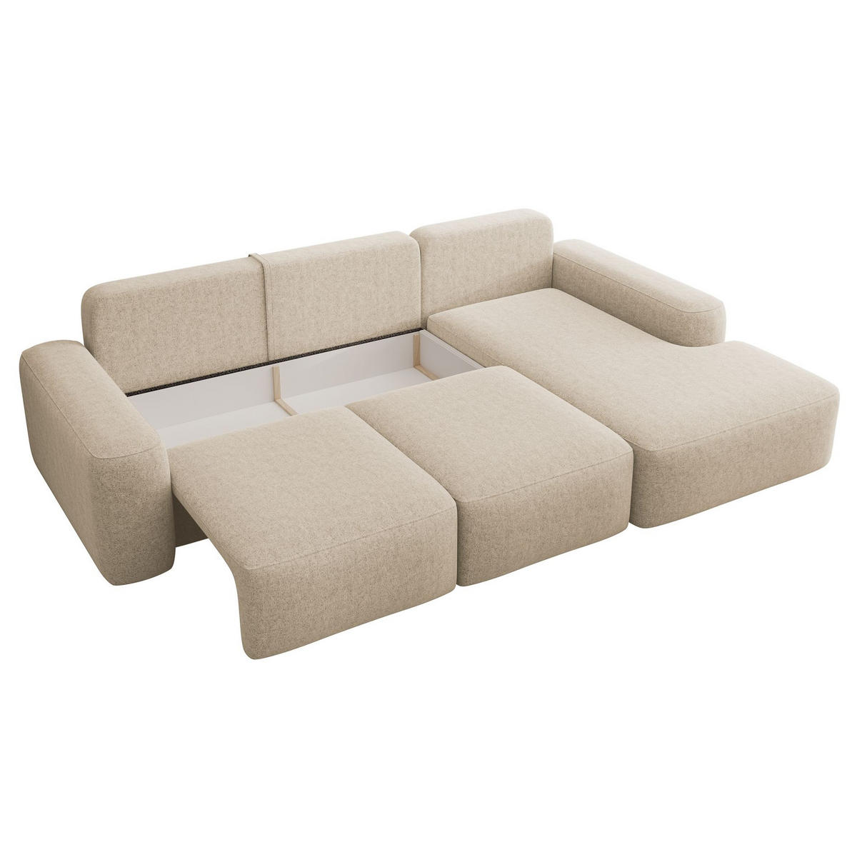 ECKSOFA Carnos mit Ballkissen, Beige Chenille, rechtsseitig - Beige/Schwarz, Kunststoff/Textil (264/162cm) - Selsey