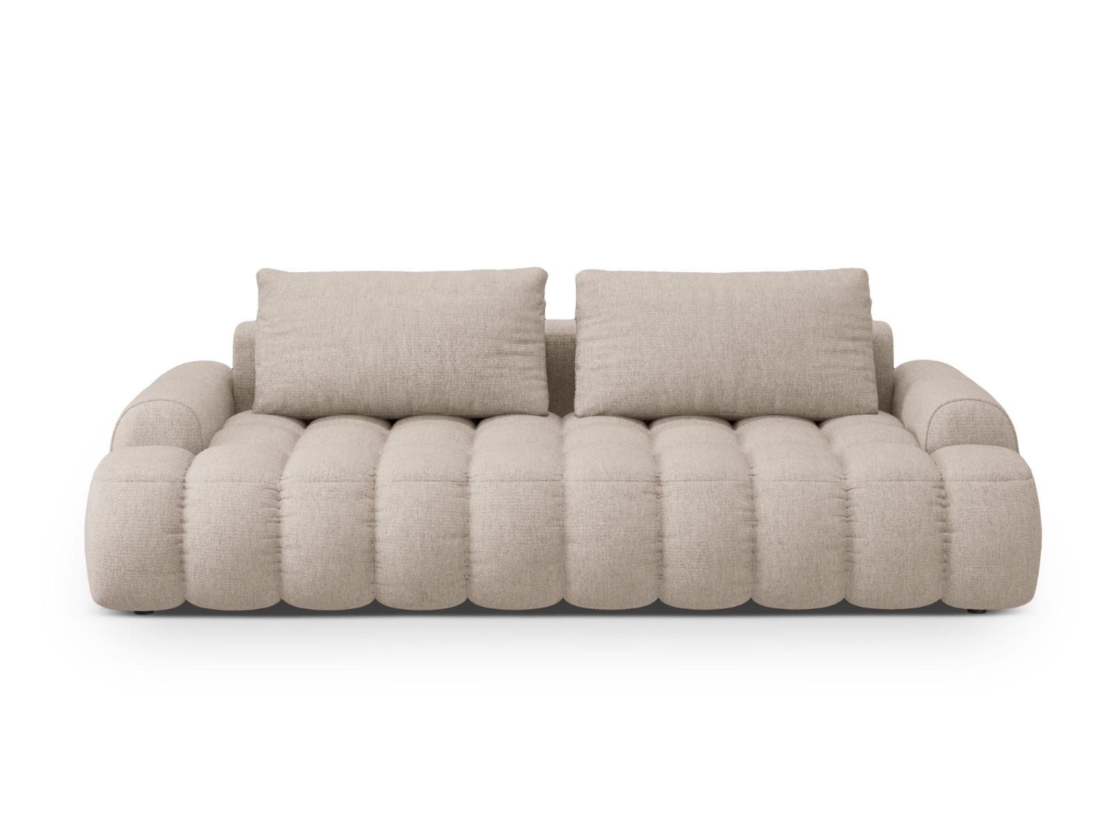 AUSKLAPPBARES-SOFA mit Bettkasten Linz aus strukturiertem Stoff sandfarben 4 Sitzplätze - Sandfarben, Textil (100/84/250cm) - Cosmopolitan Design