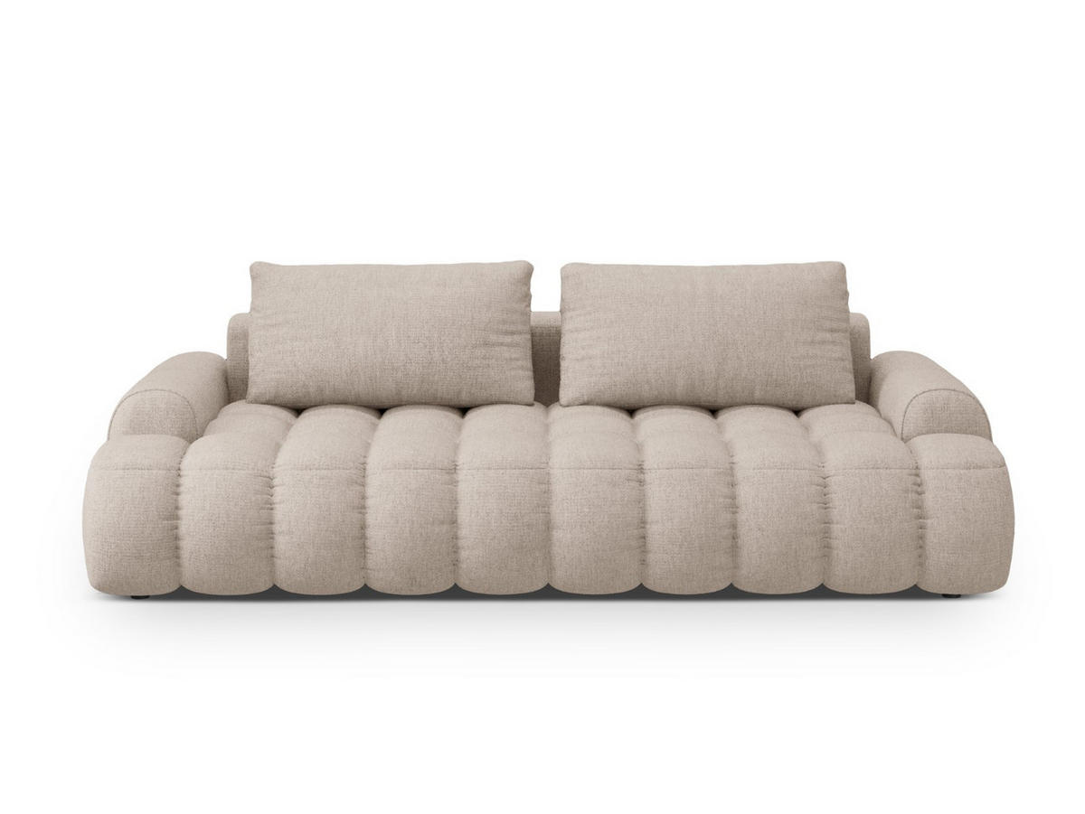 AUSKLAPPBARES-SOFA mit Bettkasten Linz aus strukturiertem Stoff sandfarben 4 Sitzplätze - Sandfarben, Textil (100/84/250cm) - Cosmopolitan Design