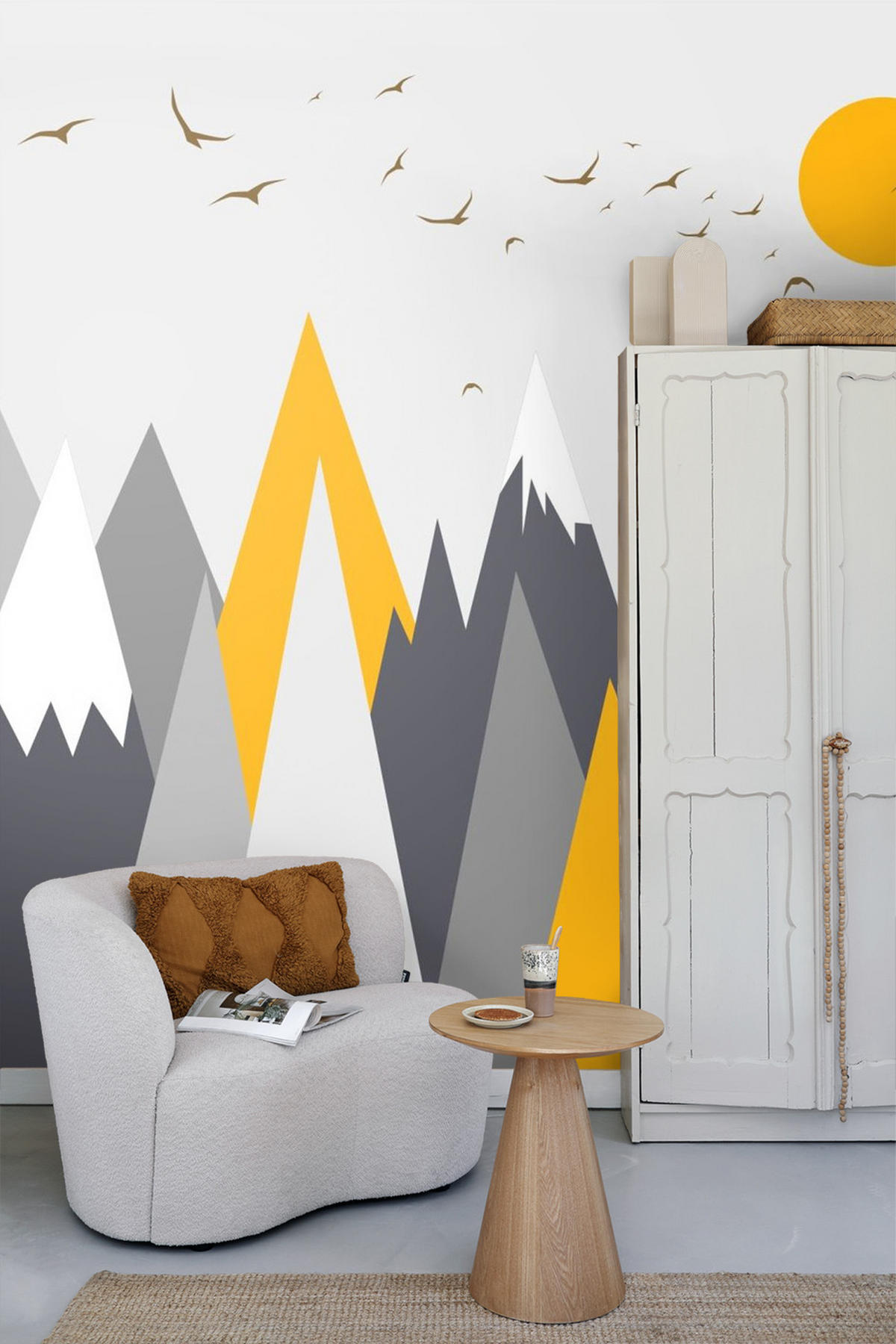 FOTOTAPETE Berglandschaft 375 x 270 cm - Grau, Papier (375/270cm) - Sanders & Sanders