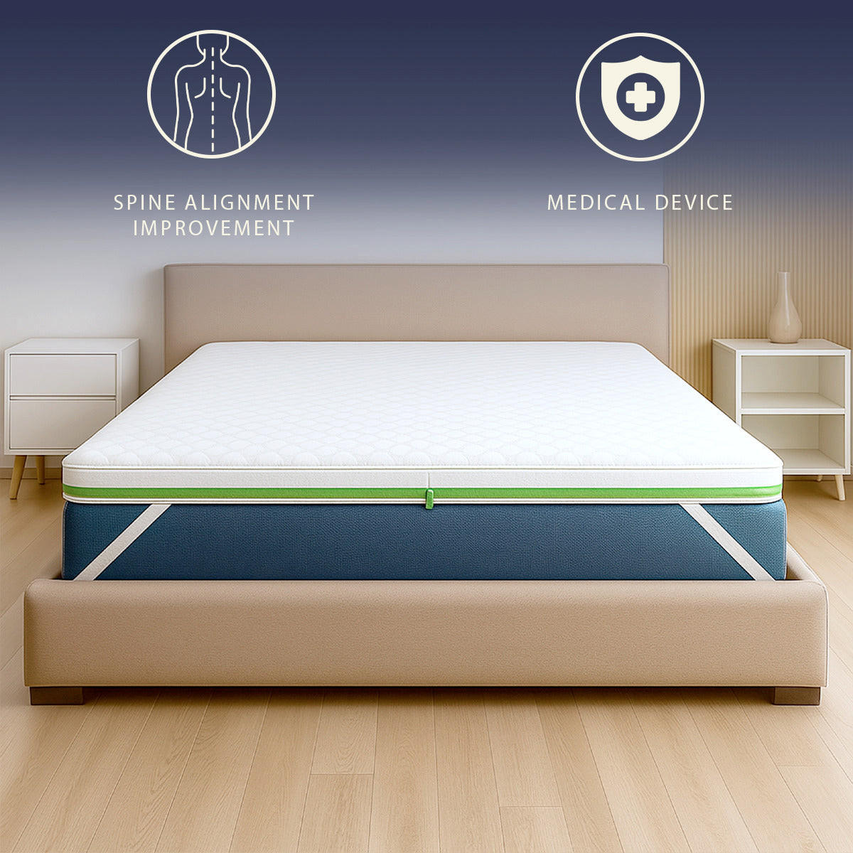 MATRATZENTOPPER 160x200 aus Memory Foam Breeze mit 9 Zonen | Höhe 5 cm | Polarstoff Hypoallergen und Kühlend - Weiß, Textil (160/200cm) - The White Stone