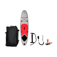 SURFBOARD Aufblasbar 243 cm SUP Board Mit Tasche Pumpe Finne Bis 100 kg - Rot/Schwarz, Kunststoff (243/57/7cm) - JUNG