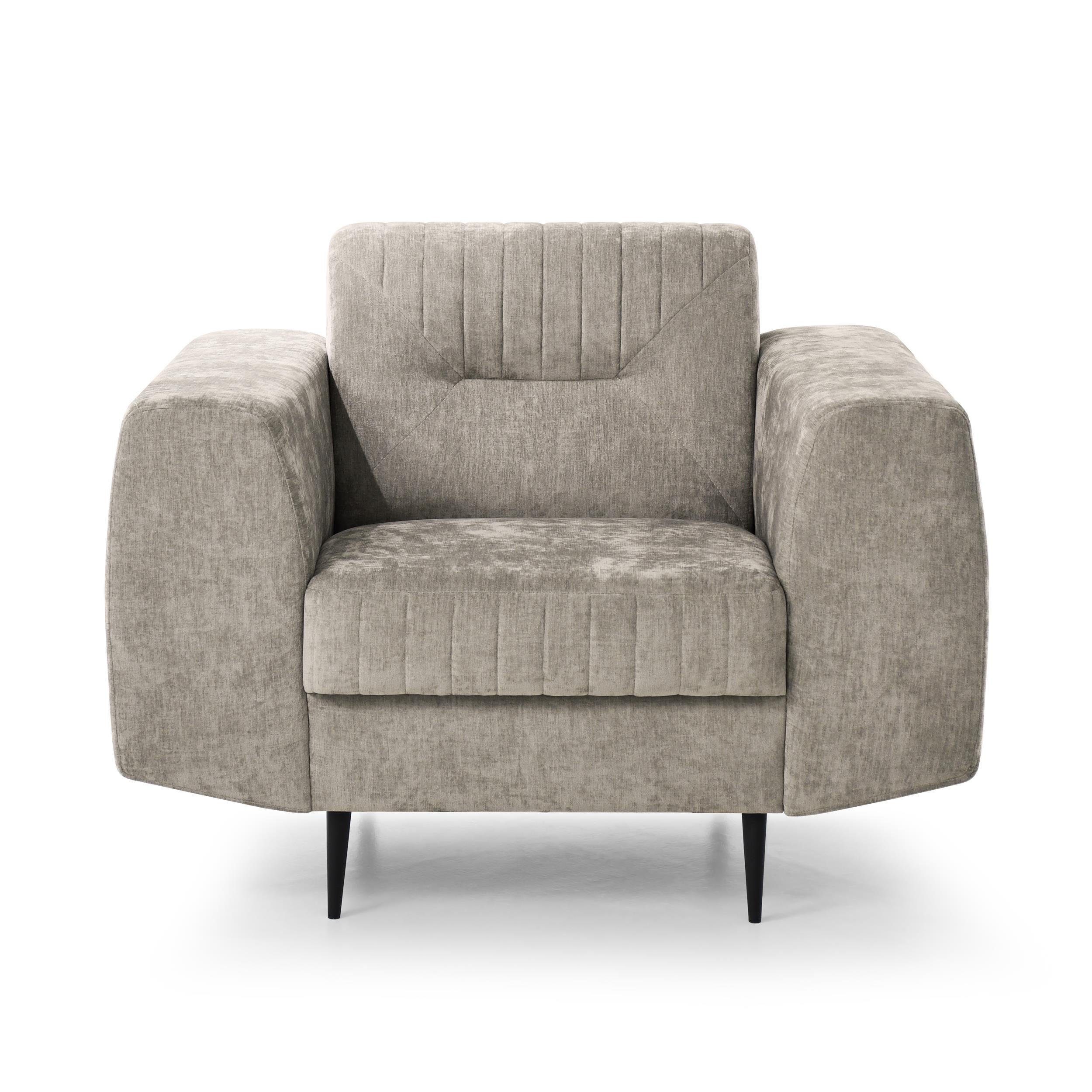 SESSEL Venezia mit Metallbeinen, beige, 112 cm - Beige/Schwarz, Holzwerkstoff/Metall (112/85/94cm) - Beautysofa