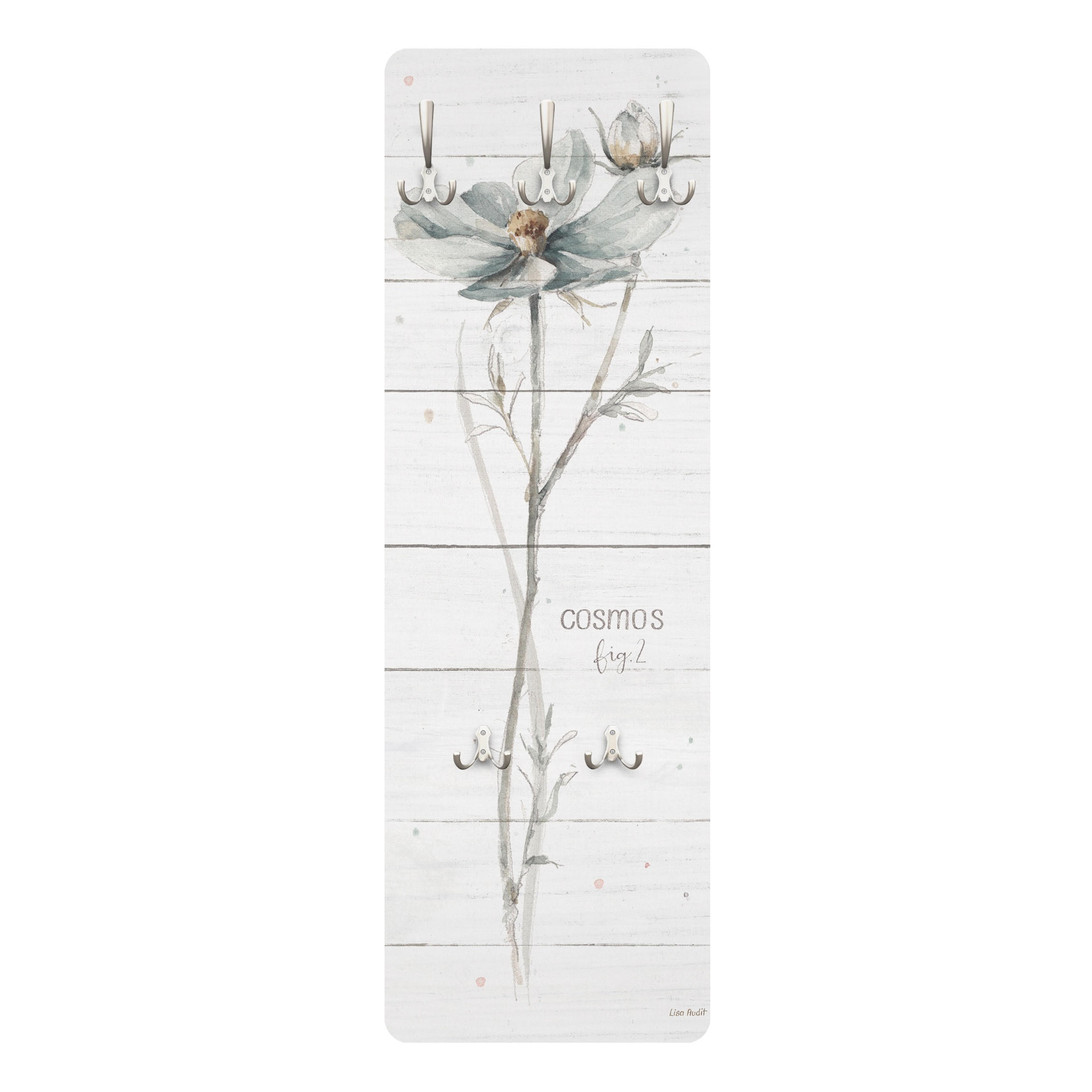 WANDGARDEROBE - Aquarell Cosmea auf Holz 34/105 cm - Beige, Holzwerkstoff (34/105/1.6cm) - Bilderwelten