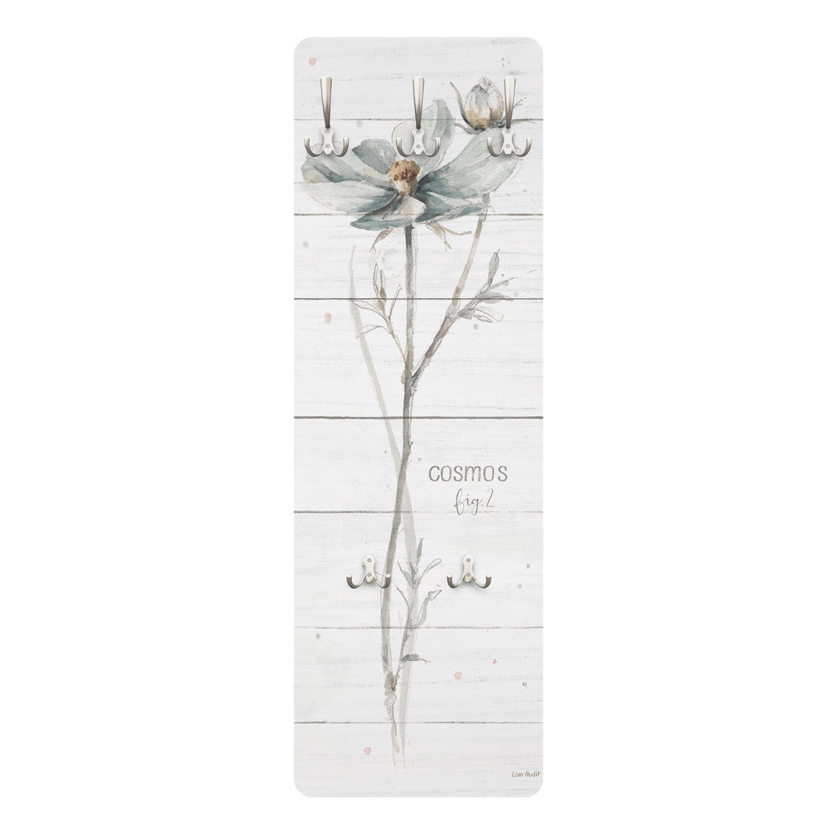 WANDGARDEROBE - Aquarell Cosmea auf Holz 34/105 cm - Beige, Holzwerkstoff (34/105/1.6cm) - Bilderwelten
