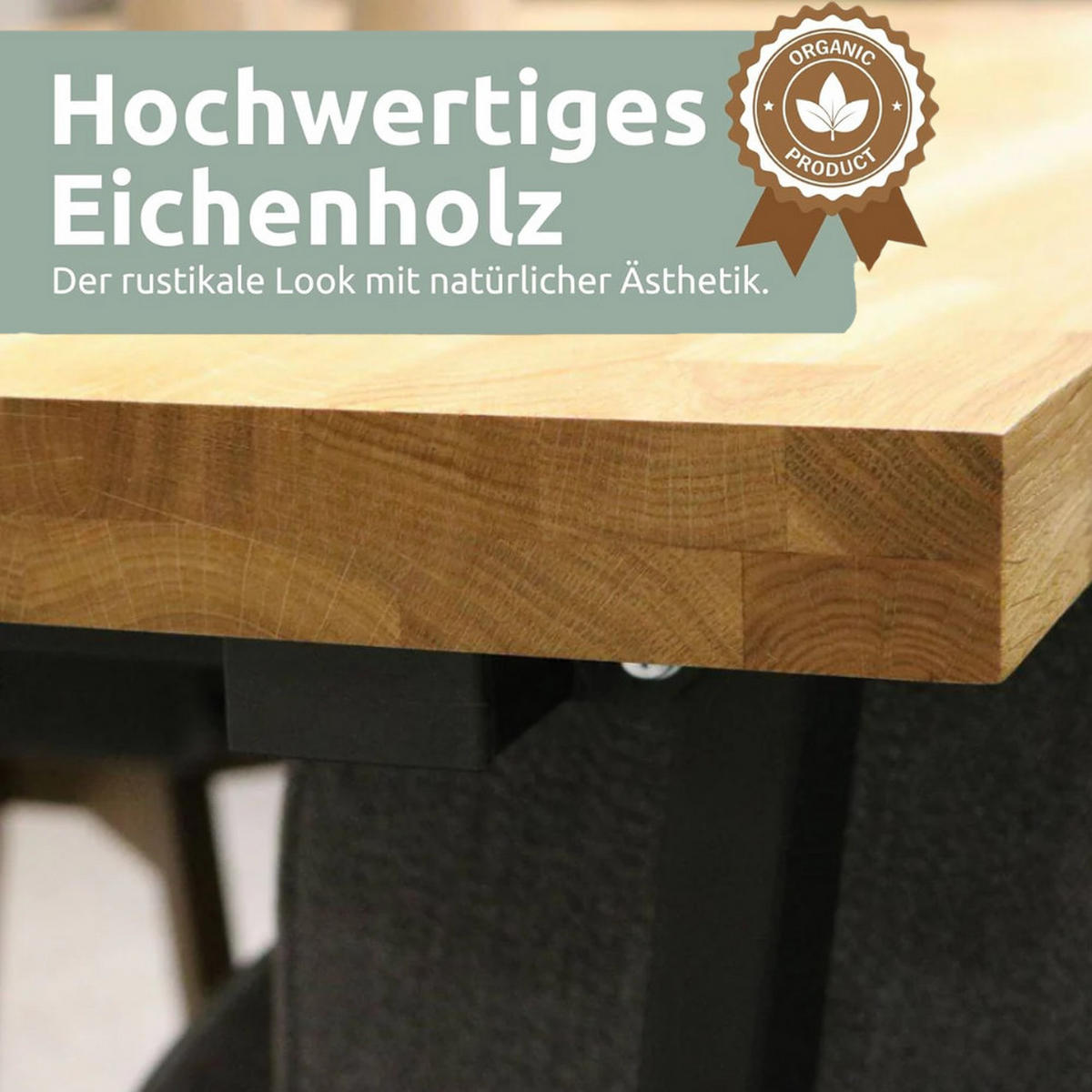 ESSTISCH Massivholz MEDO 180x100 cm Eichenholz X Gestell - Braun, Holz/Metall (100/180/76cm) - DELUKE