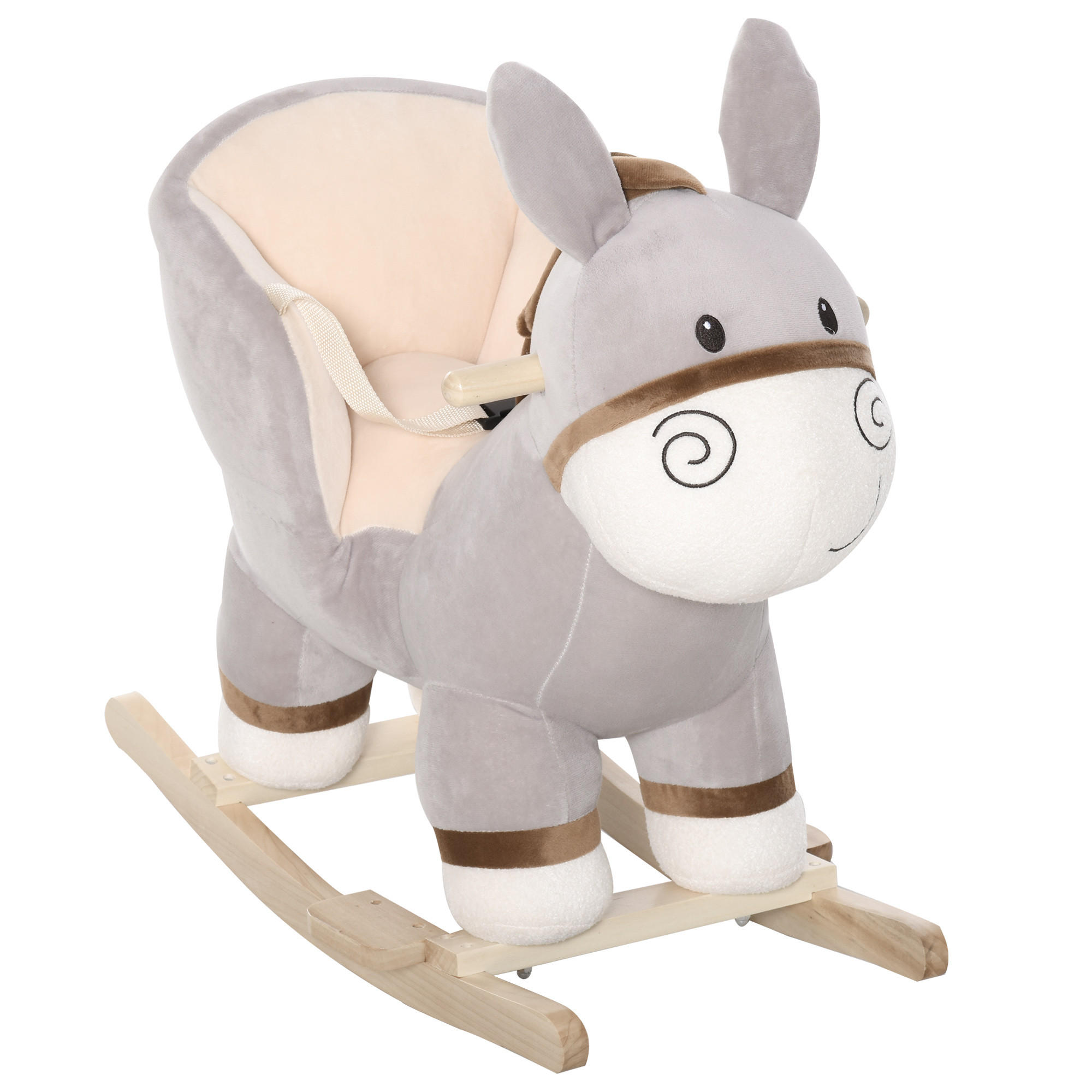SCHAUKELPFERD DE-18228 mit Musikfunktion Grau - Grau, Holzwerkstoff (34/58/61cm) - ComfortXL