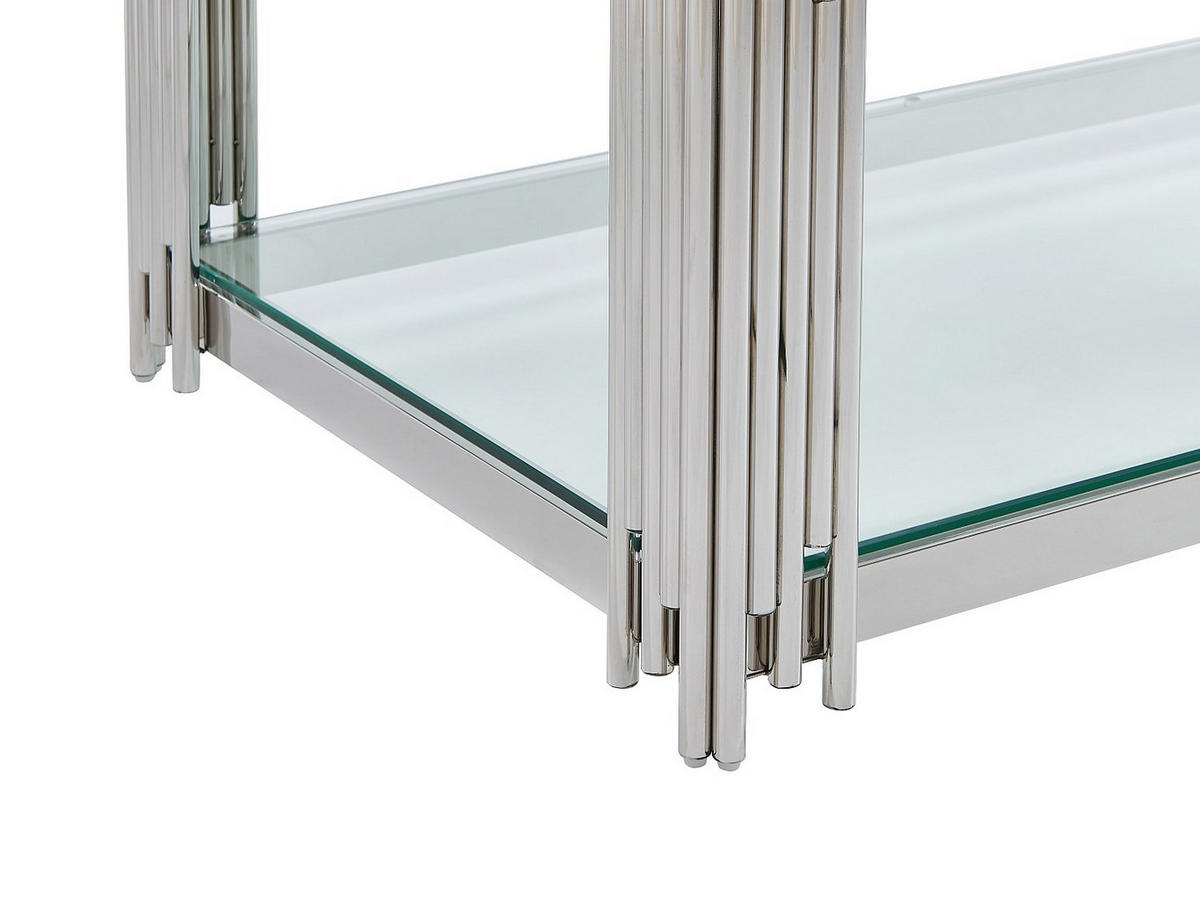 COUCHTISCH - Sicherheitsglas & Edelstahl - Chromfarben - NOMELANO - Silberfarben, Glas (123.5/63.5/45.5cm) - Pascal Morabito