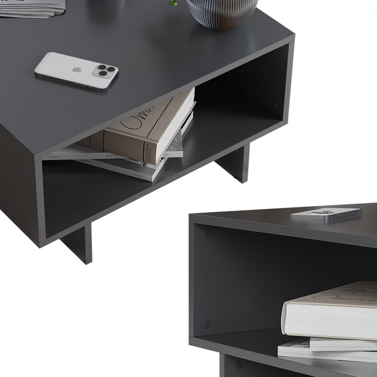 COUCHTISCH Luka Anthrazit 60 x 60 cm - Anthrazit, Holzwerkstoff (60/60/32.3cm) - Vicco