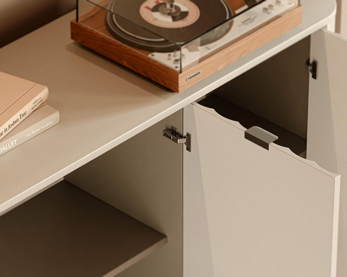 KOMMODE VITA 177 cm, Lehmgrau - Schwarz/Grau, Holzwerkstoff/Metall (176.5/91/40.5cm) - Idohome