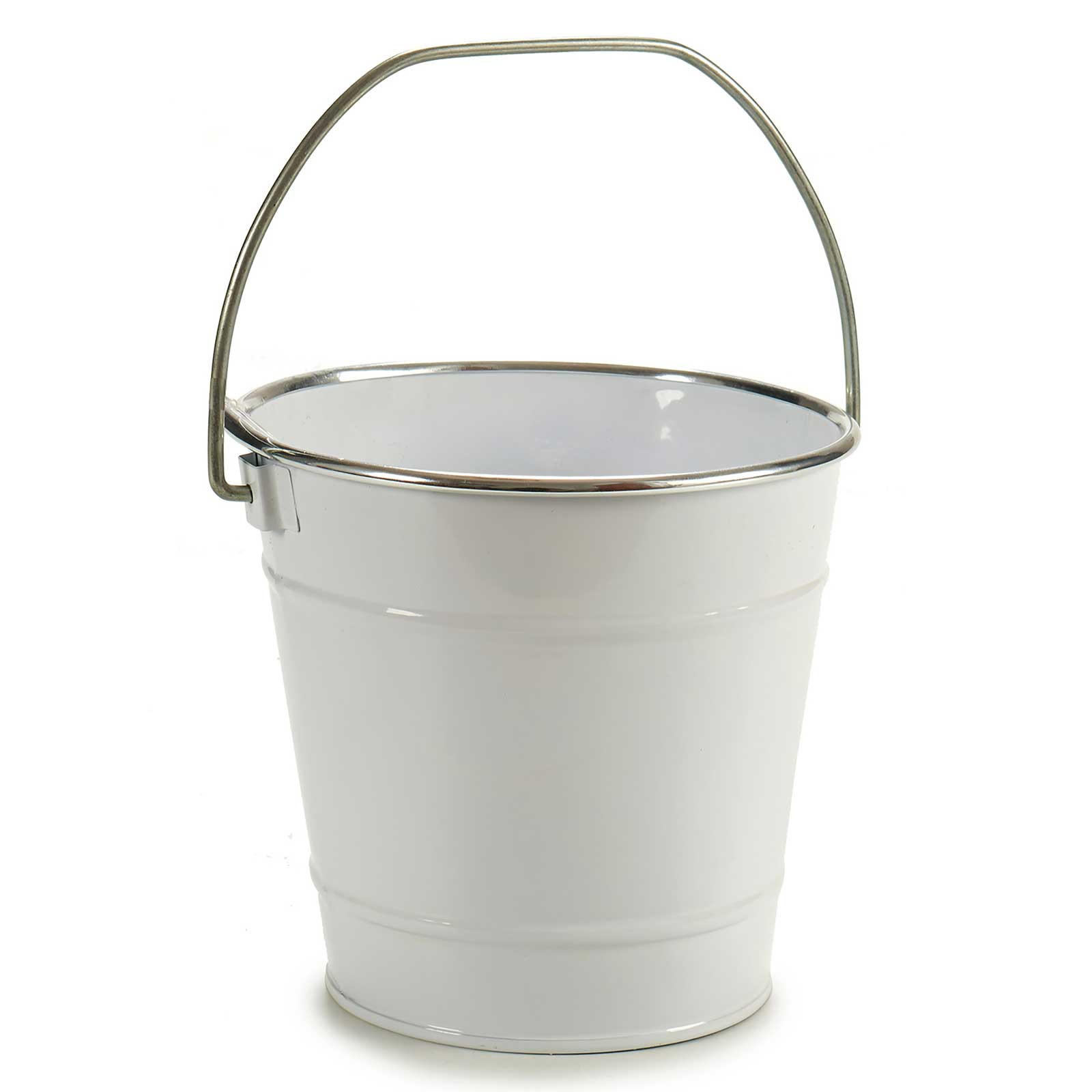 BLUMENTOPF Eimerform Verzinkt Weiß Ø 16 cm - Weiß, Metall (16/23.5cm)