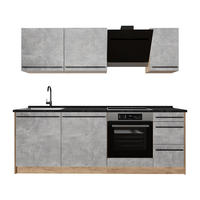 KÜCHENZEILE R-Line, Beton/Goldkraft Eiche, 220 cm Arbeitsplatte Anthrazit - Honigeiche/Grau, Holzwerkstoff (220/81.6/60cm) - Vicco