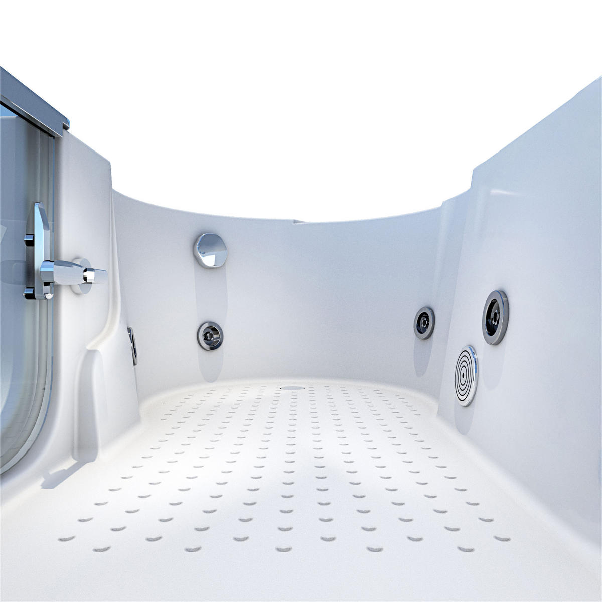 SITZWANNE Whirlpool Badewanne mit Tür S12-WP-R 85x170cm - Weiß, Glas/Kunststoff (170/60/85cm) - AcquaVapore by Sandra Jentho