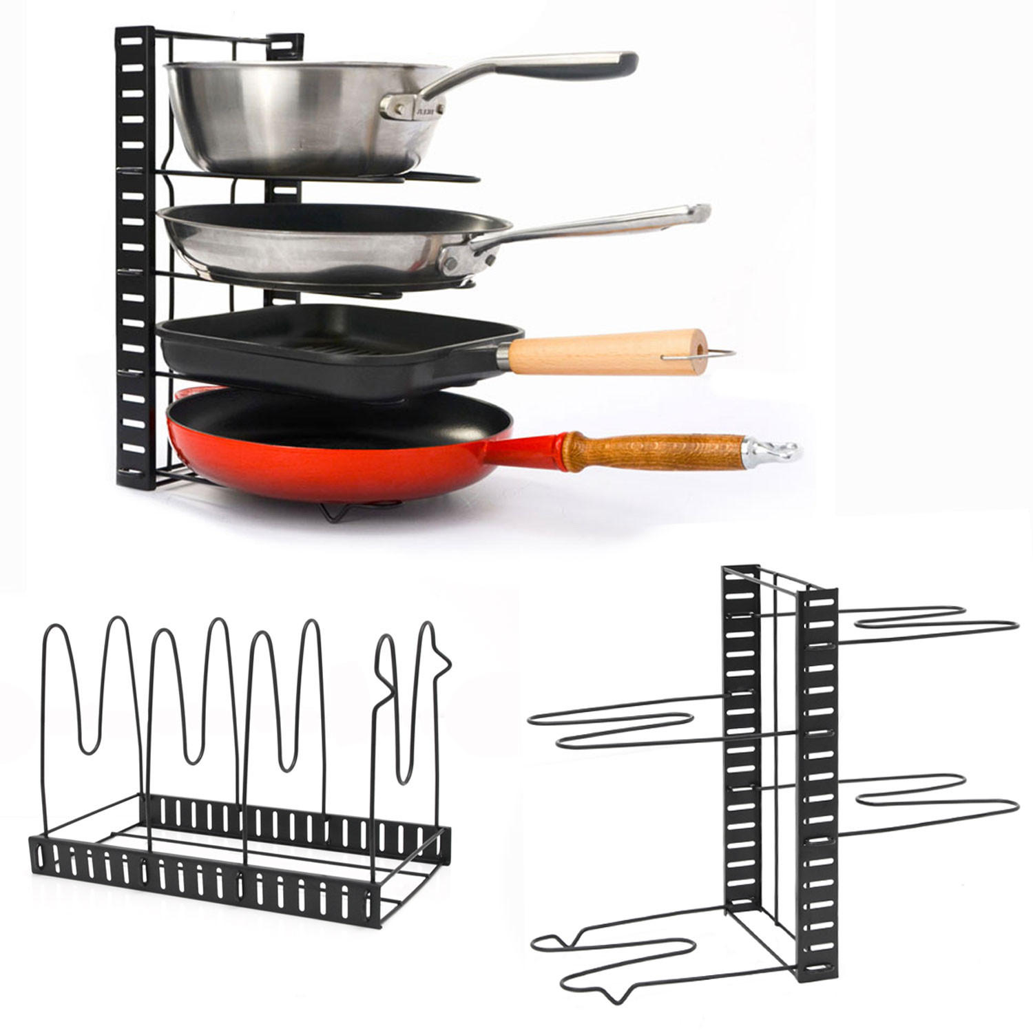 TOPFREGAL 38/21/25 cm mit 4 Ablagen - Schwarz, Metall (21.5/25.5/38.5cm) - MAKLIK