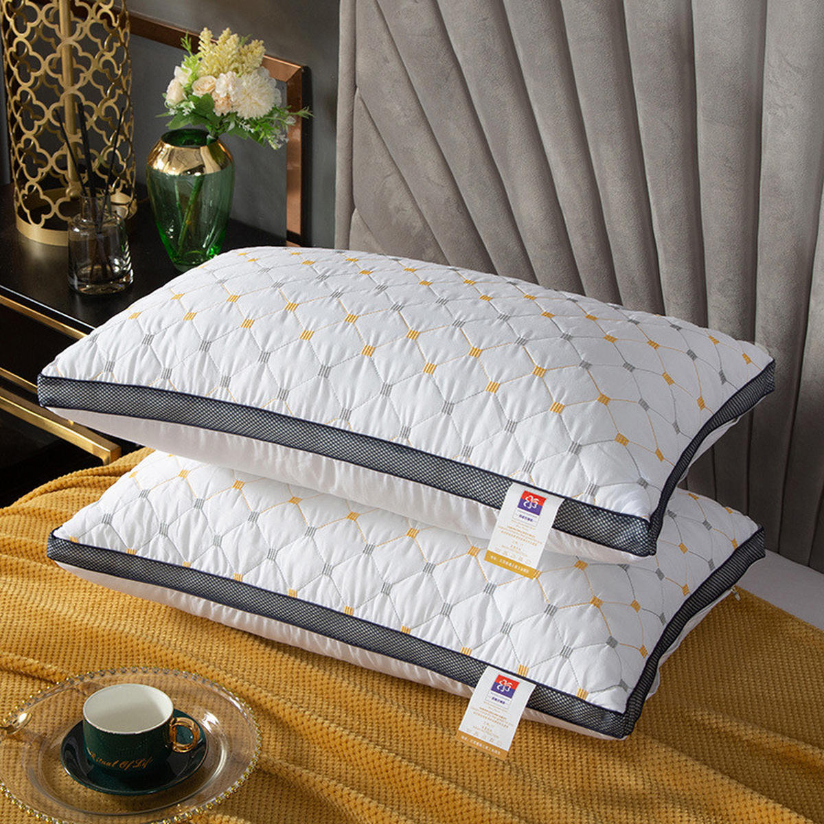 KOPFKISSEN Mikrofaser Füllung-48*74*8-weiß - Weiß, Textil (48/74cm)