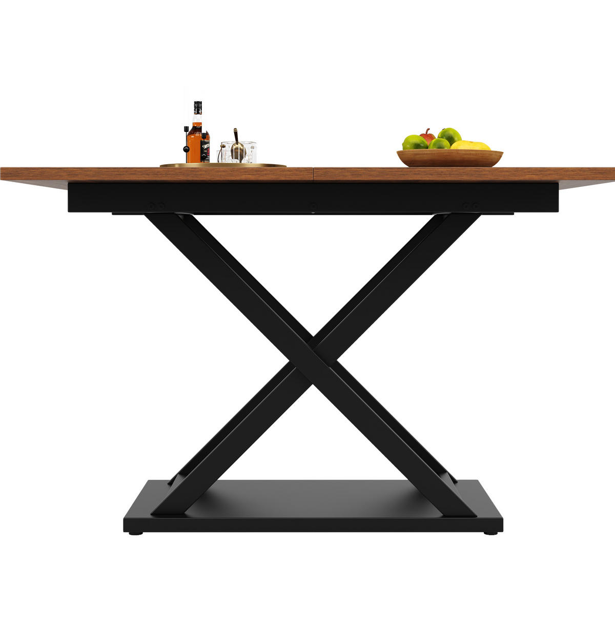 ESSTISCH 120-160/80/75 cm in Walnussfarben mit Ausziehfunktion und Kreuzgestell - Walnussfarben, Holzwerkstoff (160/80/75cm) - Flora Grace