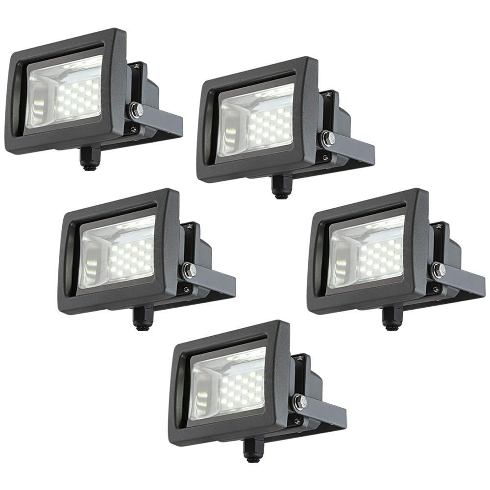 LED BAUSTRAHLER Grau schwenkbar 5er Set - Grau, Glas (14.6/11.5/15cm)