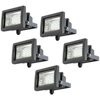 LED BAUSTRAHLER Grau schwenkbar 5er Set - Grau, Glas (14.6/11.5/15cm)