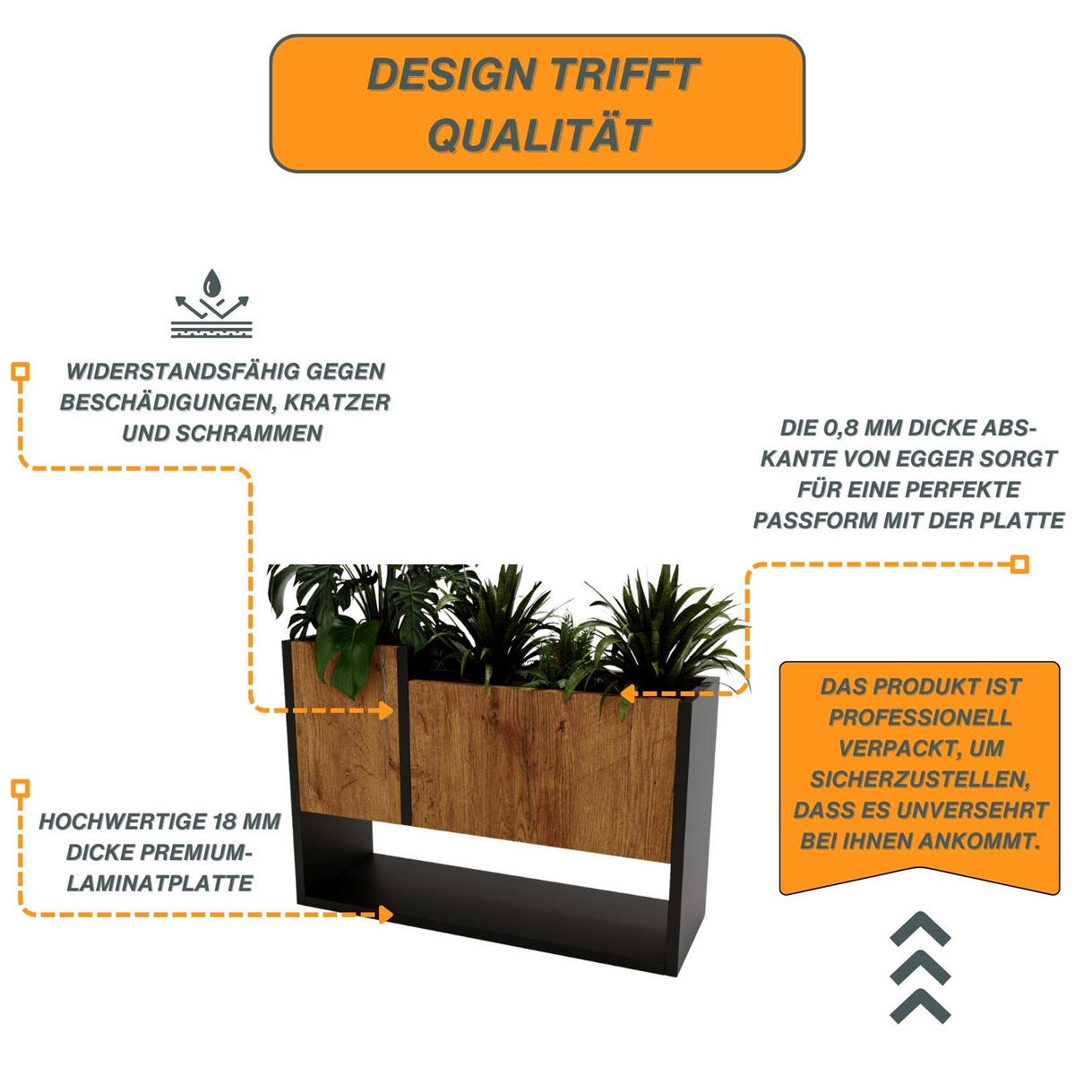 BLUMENKASTEN - Nussbaumfarben, Holzwerkstoff (23/45/65cm) - RAUMHIRSCH FURNITURE