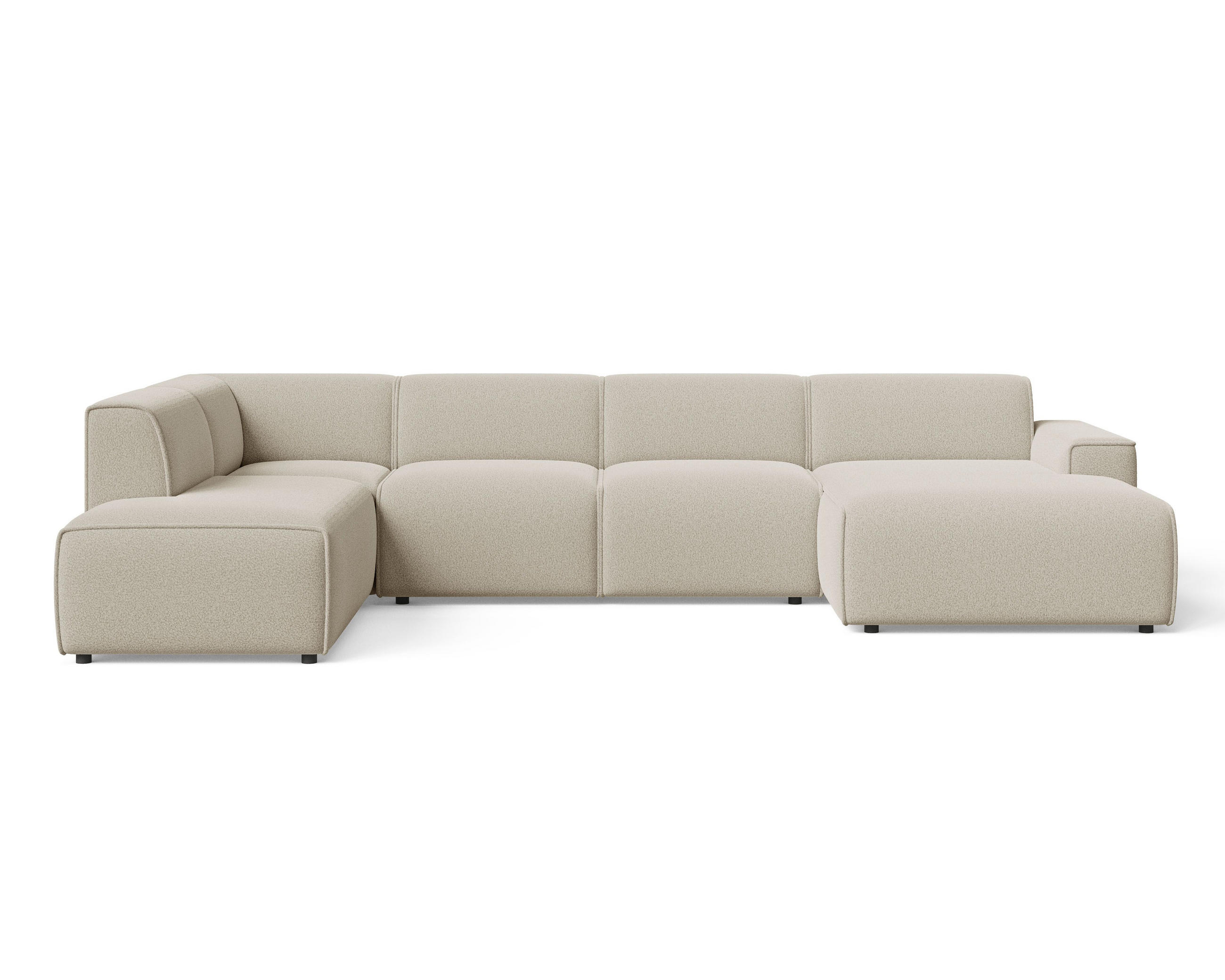 ECKSOFA U Belluno Beige Links - Beige/Schwarz, Holz/Kunststoff (378/220cm) - Graingold