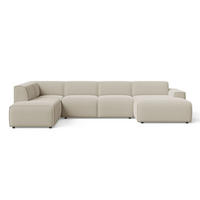 ECKSOFA U Belluno Beige Links - Beige/Schwarz, Holz/Kunststoff (378/220cm) - Graingold