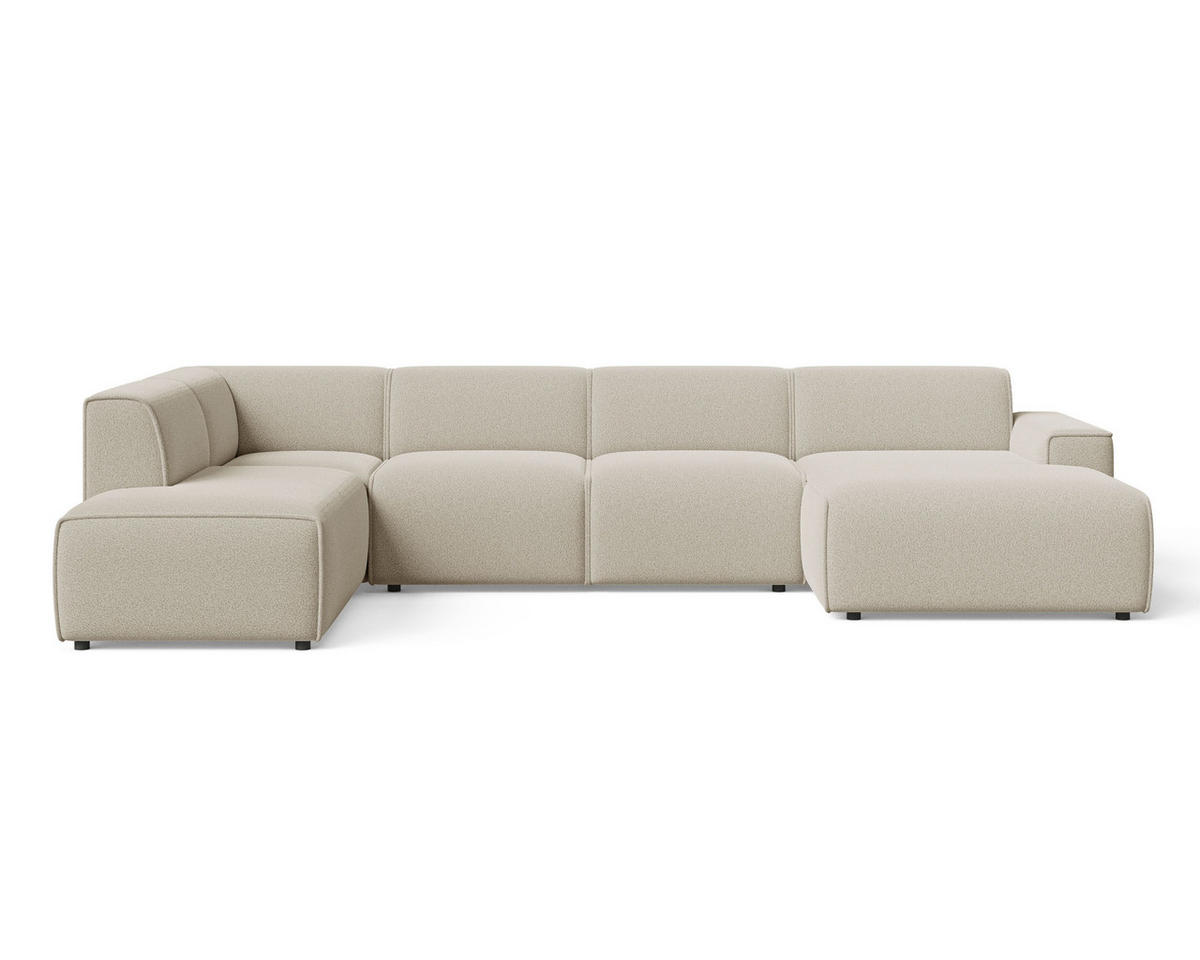 ECKSOFA U Belluno Beige Links - Beige/Schwarz, Holz/Kunststoff (378/220cm) - Graingold